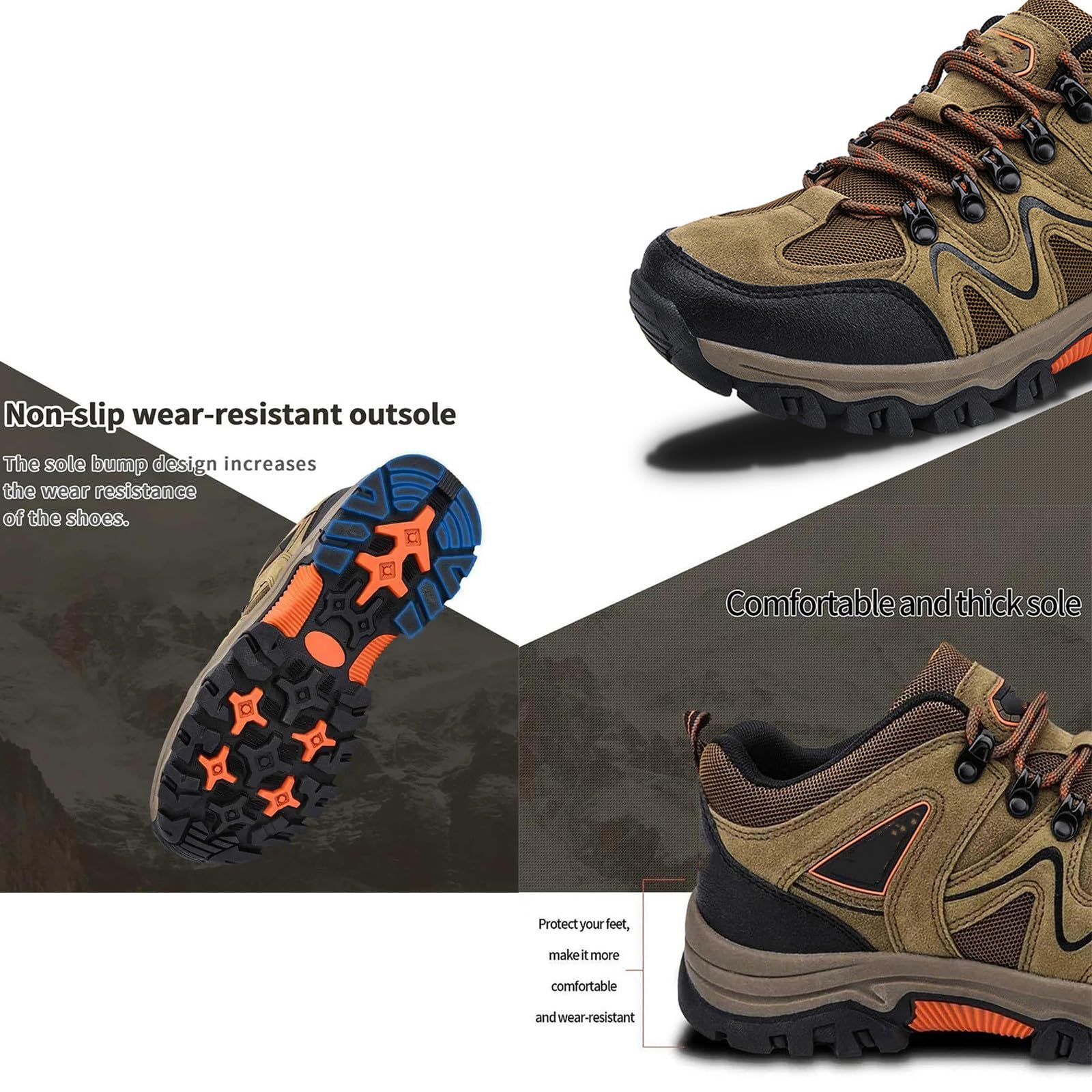 **Men's Lightweight Breathable Orthopedic Hiking Shoes - Waterproof Outdoor Trekking & Walking Shoes for Comfort & Support - Perfect for Hiking, Camping & Travel**