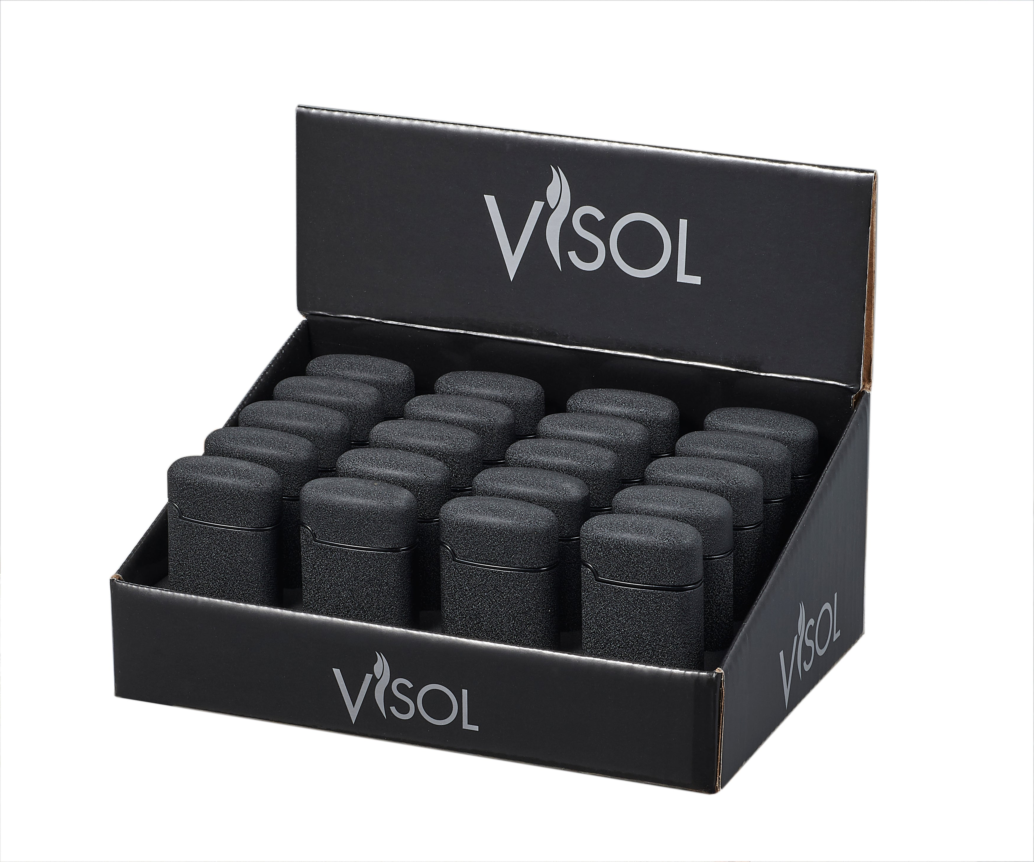 Visol Koala Black Retail Prepack 20 Cigar Lighters - Windproof Butane Torch for Cigars, Cigarettes & Outdoor Use - Perfect for Camping, BBQ & Travel