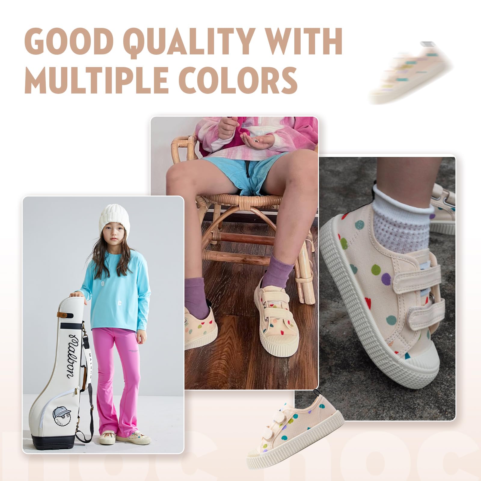 Boys & Girls Canvas Sneakers with Hook and Loop Closure - Non-Slip Candy Color Sole | Comfortable Toddler Shoes for Playground, Preschool & Daily Wear