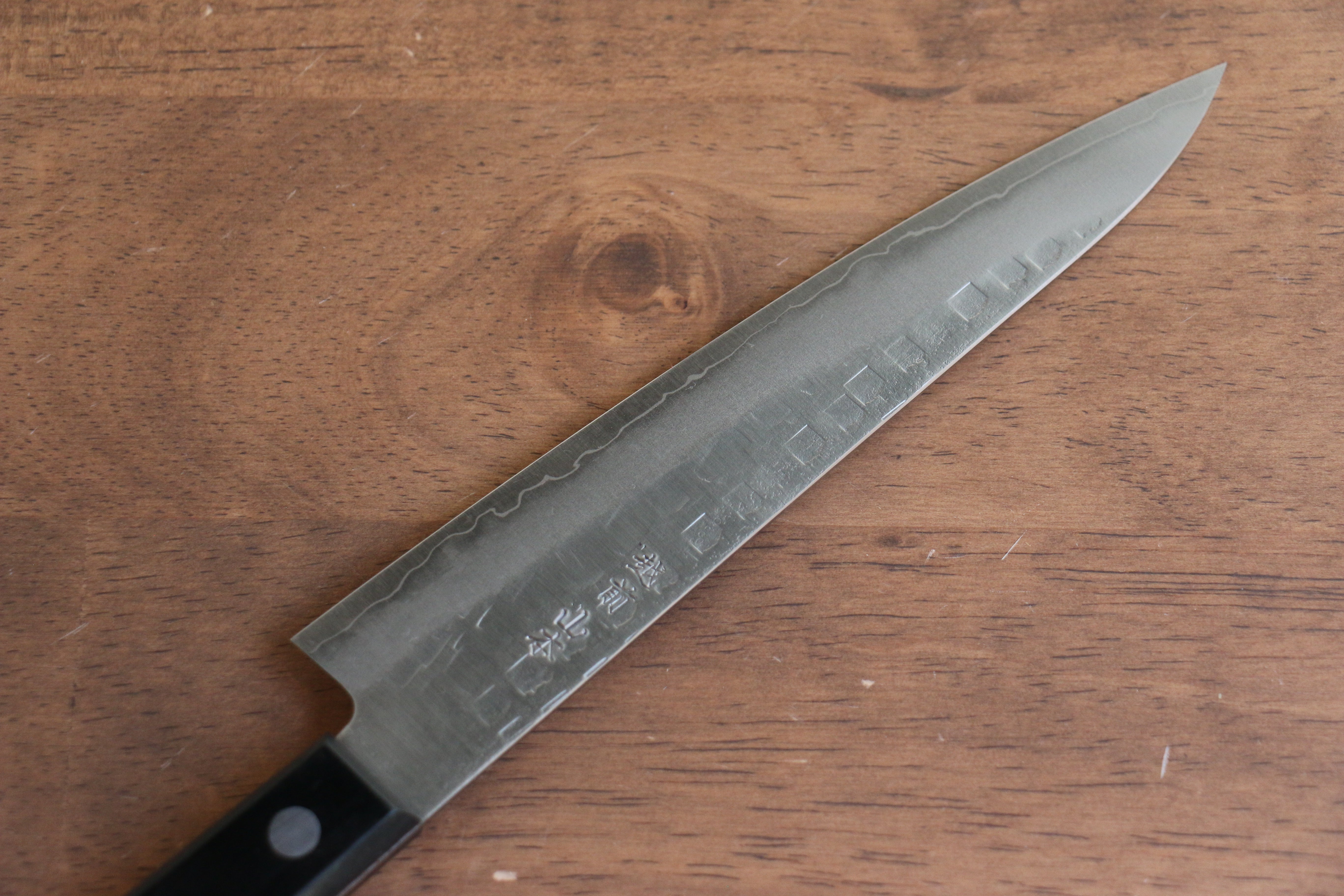 Nao Yamamoto AUS8 Hammered Petty Utility Knife 160mm - Black Pakkawood Handle Japanese Chef Knife for Slicing, Chopping & Precision Kitchen Tasks