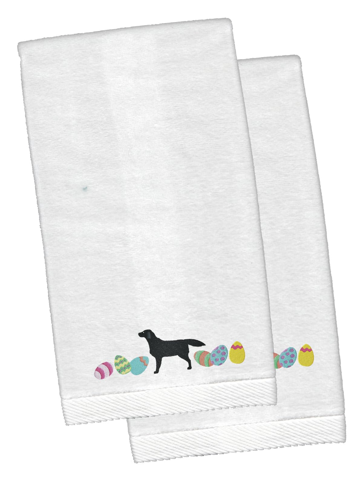 Black Labrador Retriever Easter Embroidered Plush Hand Towel Set of 2 - Soft Bathroom & Kitchen Towels for Hand, Face, Hair, Dishes - Perfect for Easter Decor, Guest Bathrooms & Cozy Kitchen Use