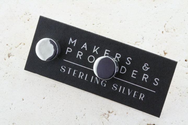 Sterling Silver Circle Cylinder Stud Earrings - Elegant Minimalist Jewelry for Women, Perfect for Everyday Wear & Special Occasions