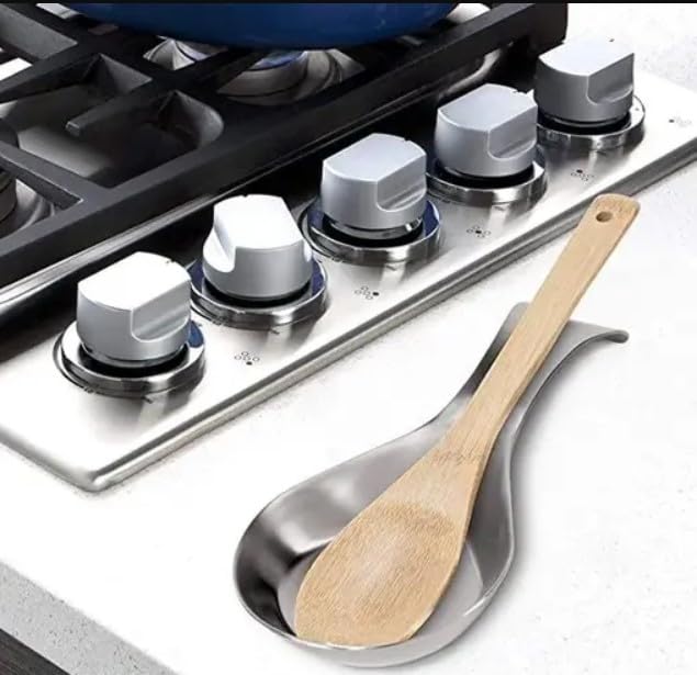 Stainless Steel Spoon Rest for Cooking & Serving - Large Size (Pack of 1) | Durable Kitchen Utensil Holder | Perfect for Stovetop, Countertop & Dining Table Use