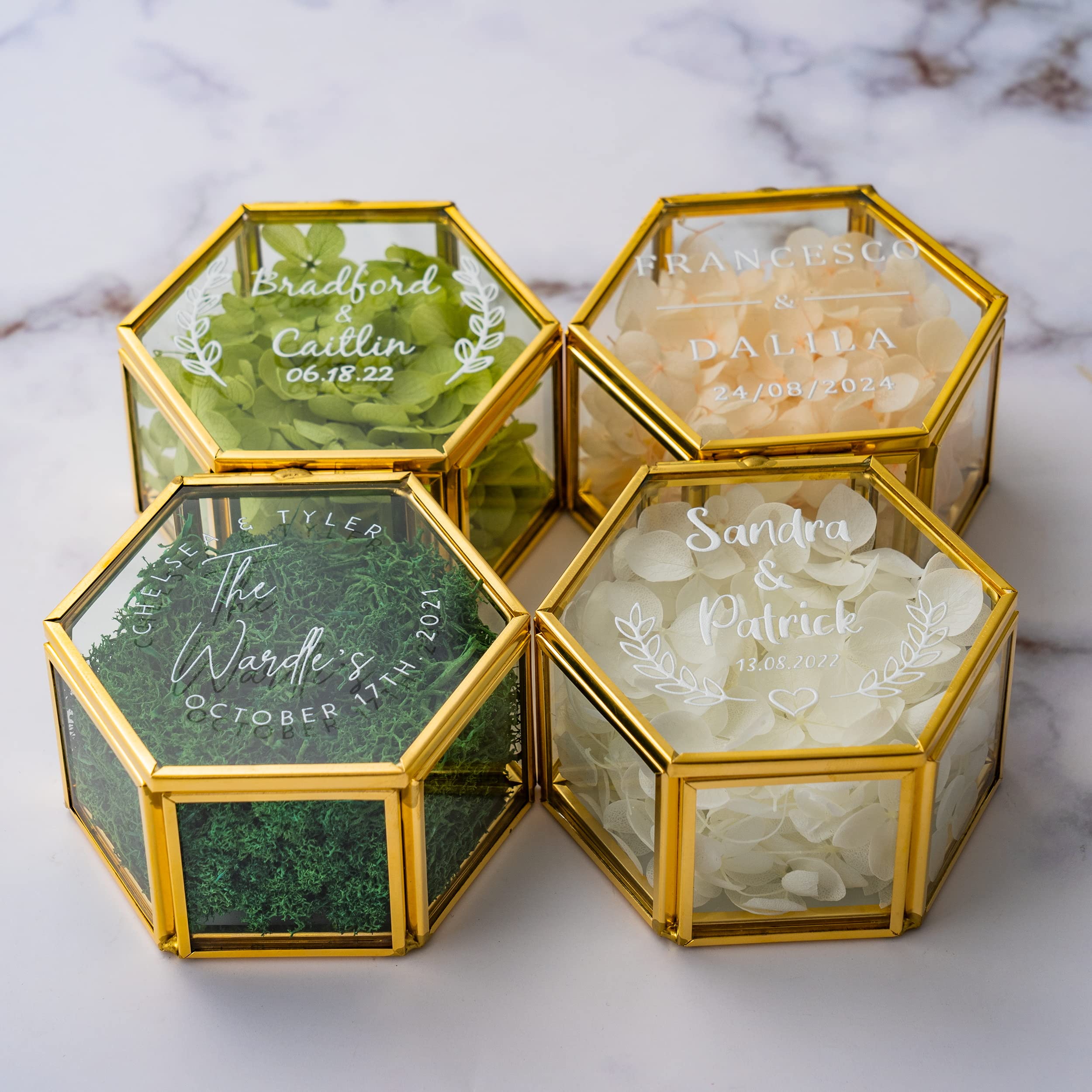 Vintage Glass Jewelry Box - Wedding Ring Holder, Geometric Ring Bearer Box for Proposal & Engagement - Perfect for Wedding Ceremonies, Jewelry Display & Gift Giving
