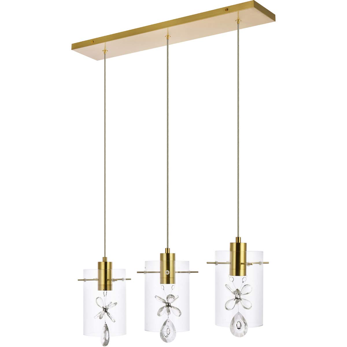 Luxury Hana 3-Light Gold Pendant Lighting Fixture for Living Room, Kitchen, Bedroom & Hallway - Elegant Ceiling Light for Dining Room, Foyer & Home Decor