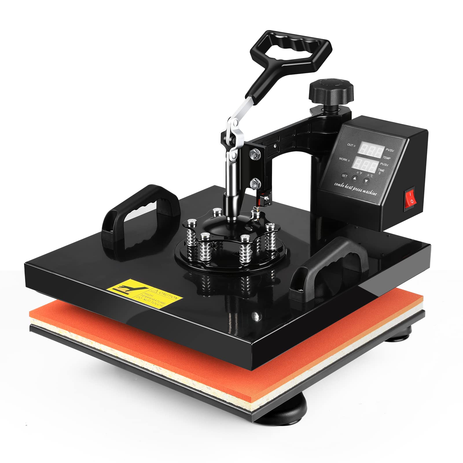 Dovov 15x15 Inch 5-in-1 Heat Press Machine with Swing-Away Arm & Digital Display - Sublimation Transfer for T-Shirts, Mugs, Hats, Plates - Perfect for Home DIY Projects & Small Business Printing