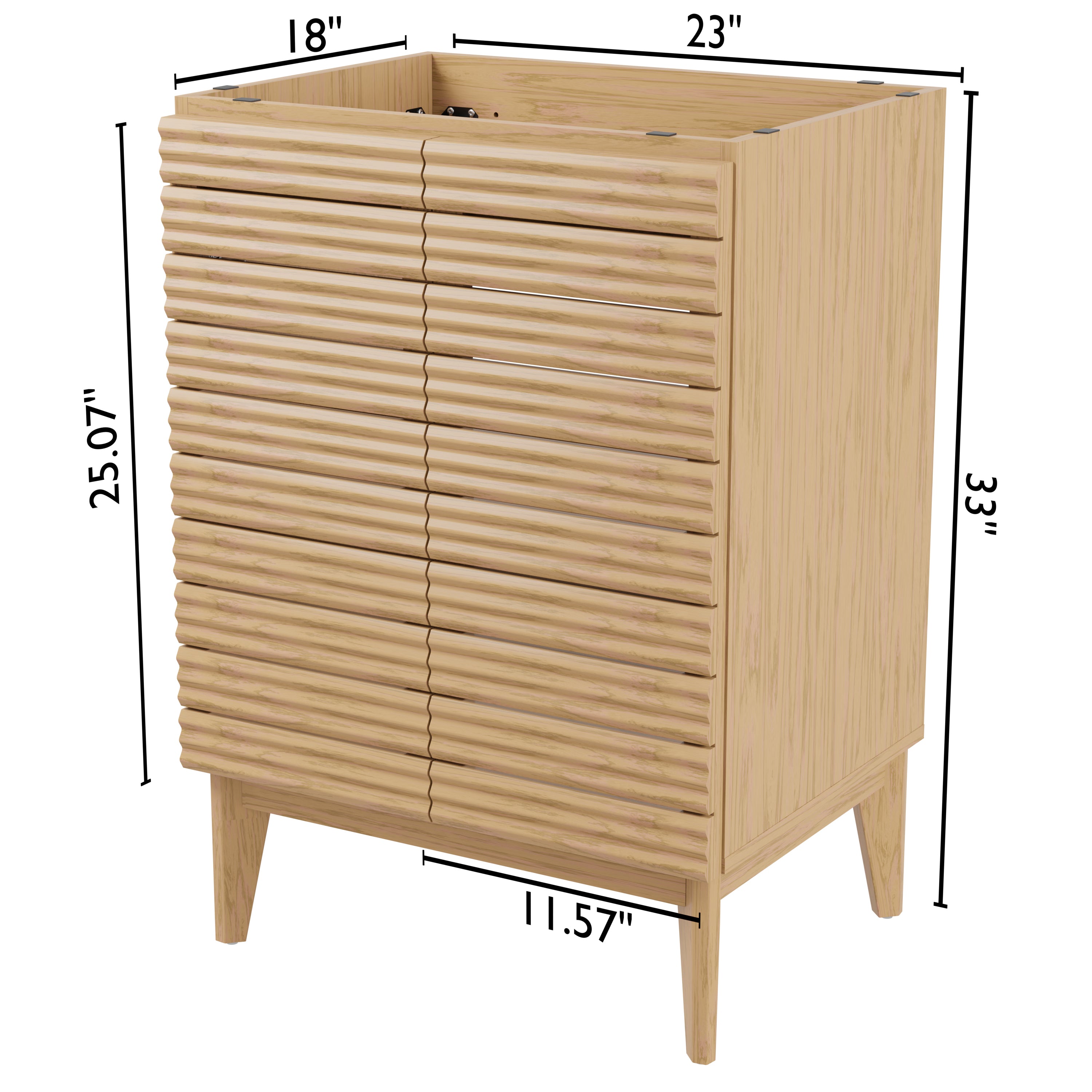 Modern Farmhouse 2 Shelf Bathroom Vanity Cabinet - Calandre Thin Linear Slat Design, Wall Mounted Storage (Sink Not Included) | Perfect for Small Bathrooms, Powder Rooms & Farmhouse Style Decor