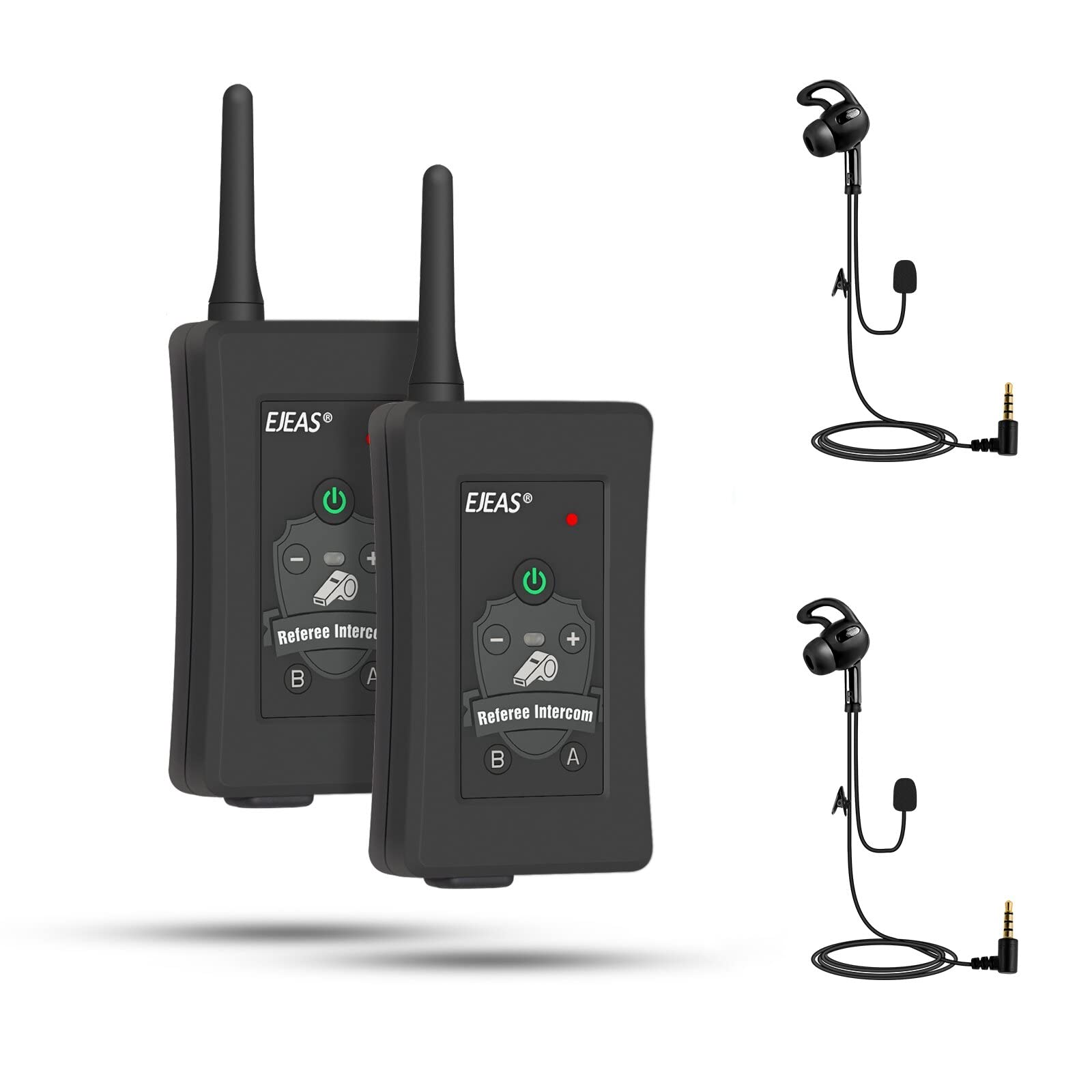EJEAS FBIM Professional Referee Bluetooth Headset - 4-Way 1500M Communication System with Noise Cancelling, Waterproof & 850mAh Battery - Includes Armband for Football, Handball & Basketball Referees (2 Pack) - Perfect for Sports Officiating, Coaching & Team Communication