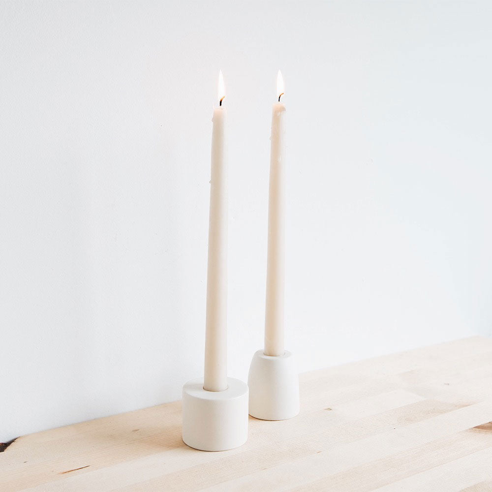 White Ceramic Taper Candle Holder - Elegant Home Decor for Dining Tables, Weddings & Romantic Ambiance