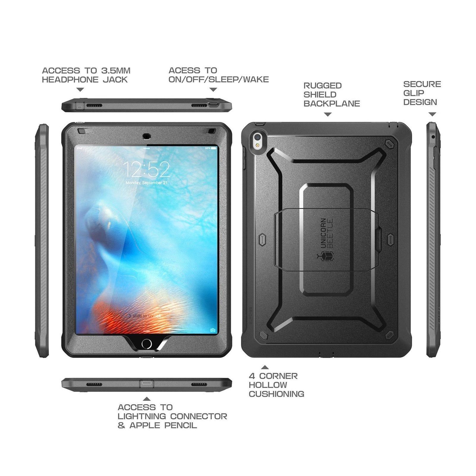 iPad Pro 9.7 inch (2016) Case - Unicorn Beetle Pro Heavy Duty Full Body Protection with Built-in Screen Protector | Shockproof, Drop Proof Cover for Work, Travel & Outdoor Activities