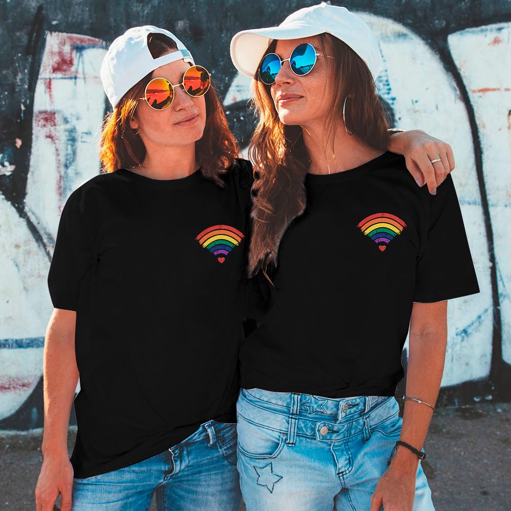 Women's Pride LGBTQ Equality Graphic Tee - Rainbow Heart Design Short Sleeve Casual Summer T-Shirt for Pride Month, Gay Rights Events & Everyday Wear
