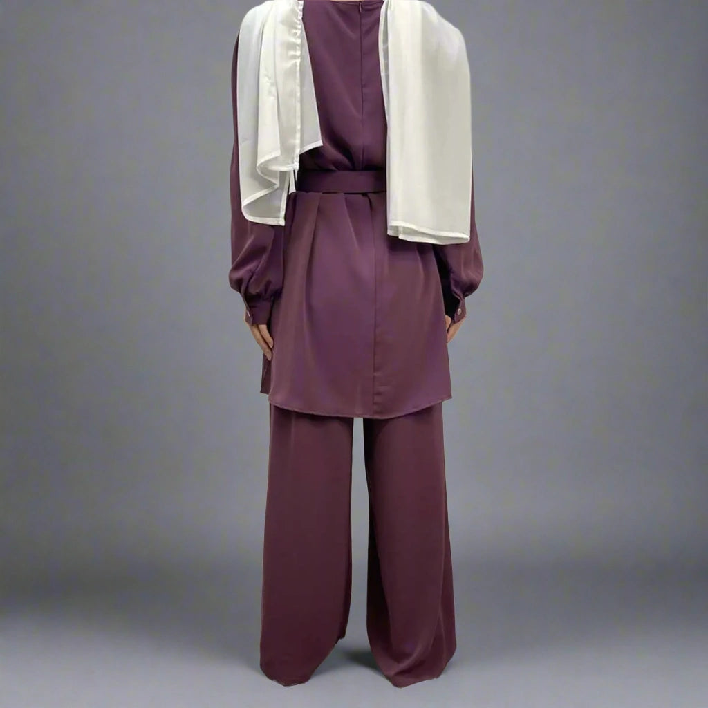 Modest Muslim Women's Daily Wear Pantsuit Set with Matching Top - Perfect for Prayer, Work & Casual Outfits