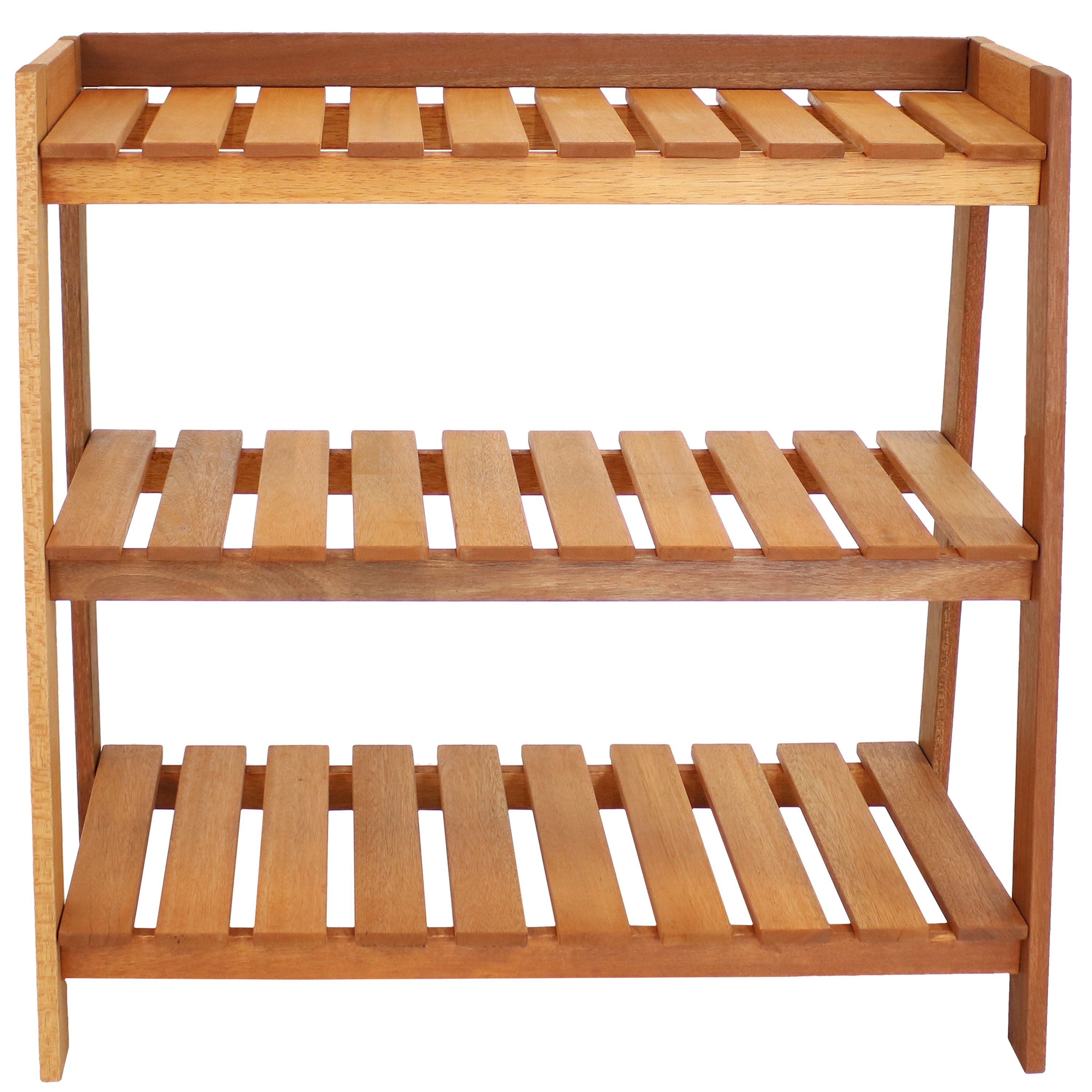 Premium Meranti Wood Garden Shelf with Teak Oil Finish - Outdoor Patio, Balcony & Deck Storage Organizer for Plants, Books & Decor