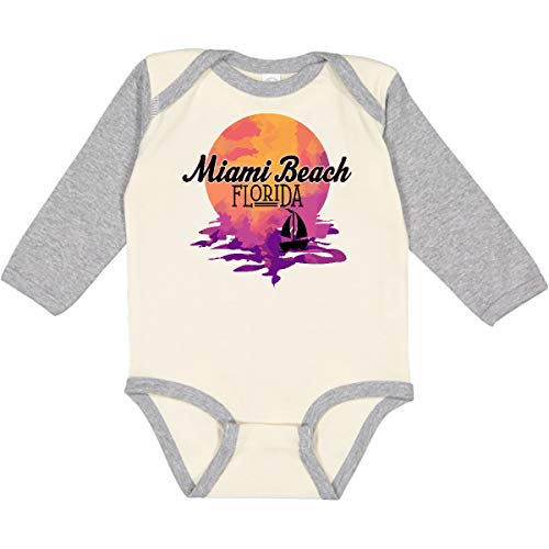 Inktastic Miami Beach Florida Sunset Long Sleeve Creeper - Soft & Comfortable Vacation Shirt for Beach Trips & Tropical Getaways