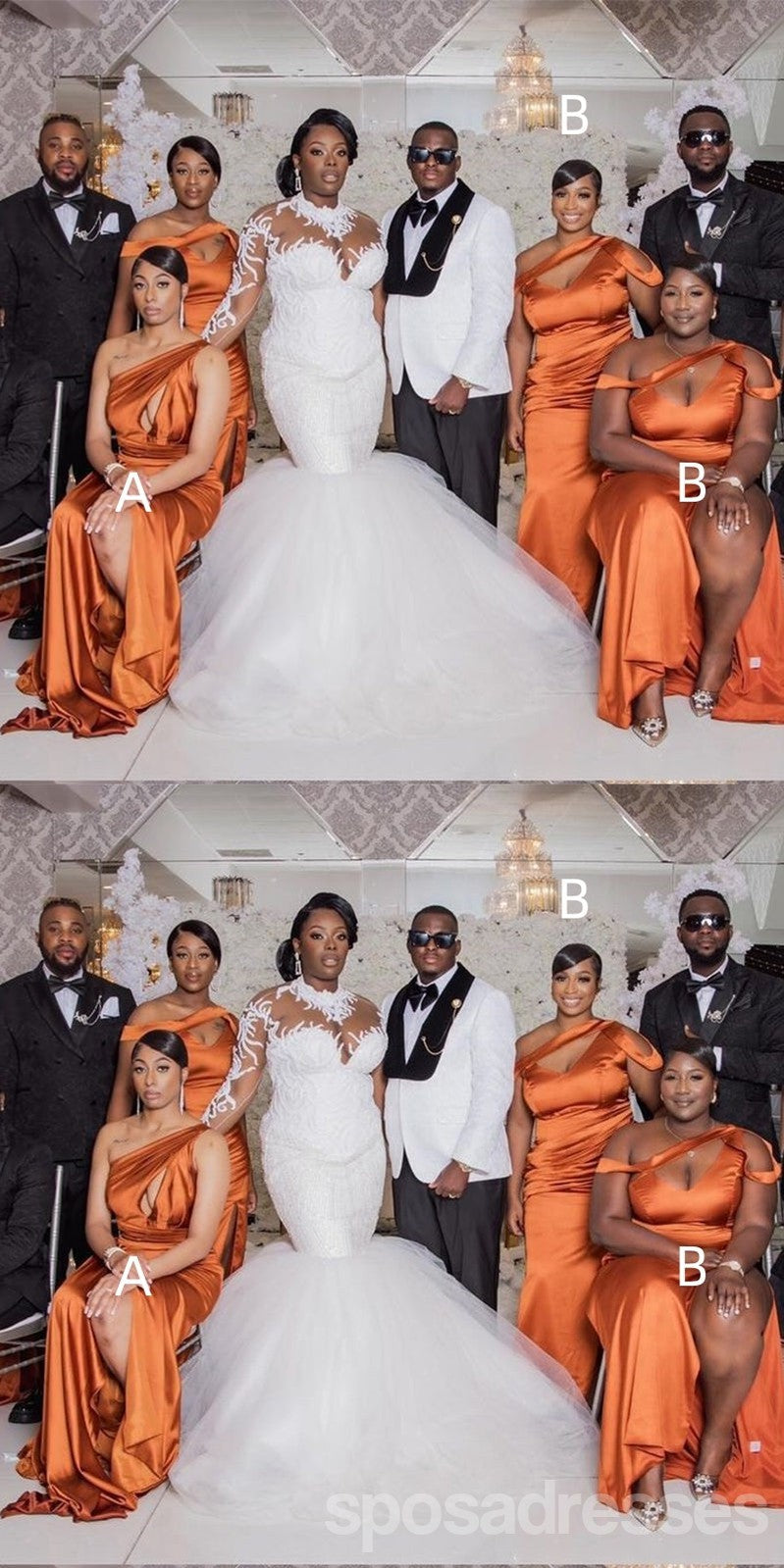 Elegant Burnt Orange Mermaid Maxi Bridesmaid Dress for Weddings - WG1780 | Flowy Long Formal Gown for Beach, Church & Outdoor Ceremonies