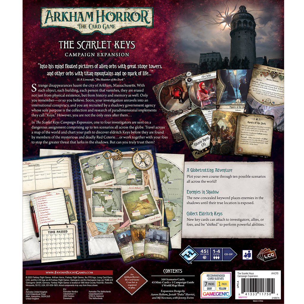Arkham Horror: The Card Game - The Scarlet Keys Campaign Expansion | Horror Adventure Board Game for Adults | Perfect for Game Nights & Halloween Parties
