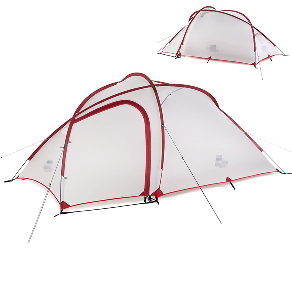 HUKSXZ 3-4 Person Waterproof Camping Tent - Windproof Family Tent with Top Rainfly & Large Mesh Windows - Double Layer Easy Setup Portable Tent with Carry Bag (White, 4 Person) - Perfect for Backpacking, Hiking & Outdoor Adventures