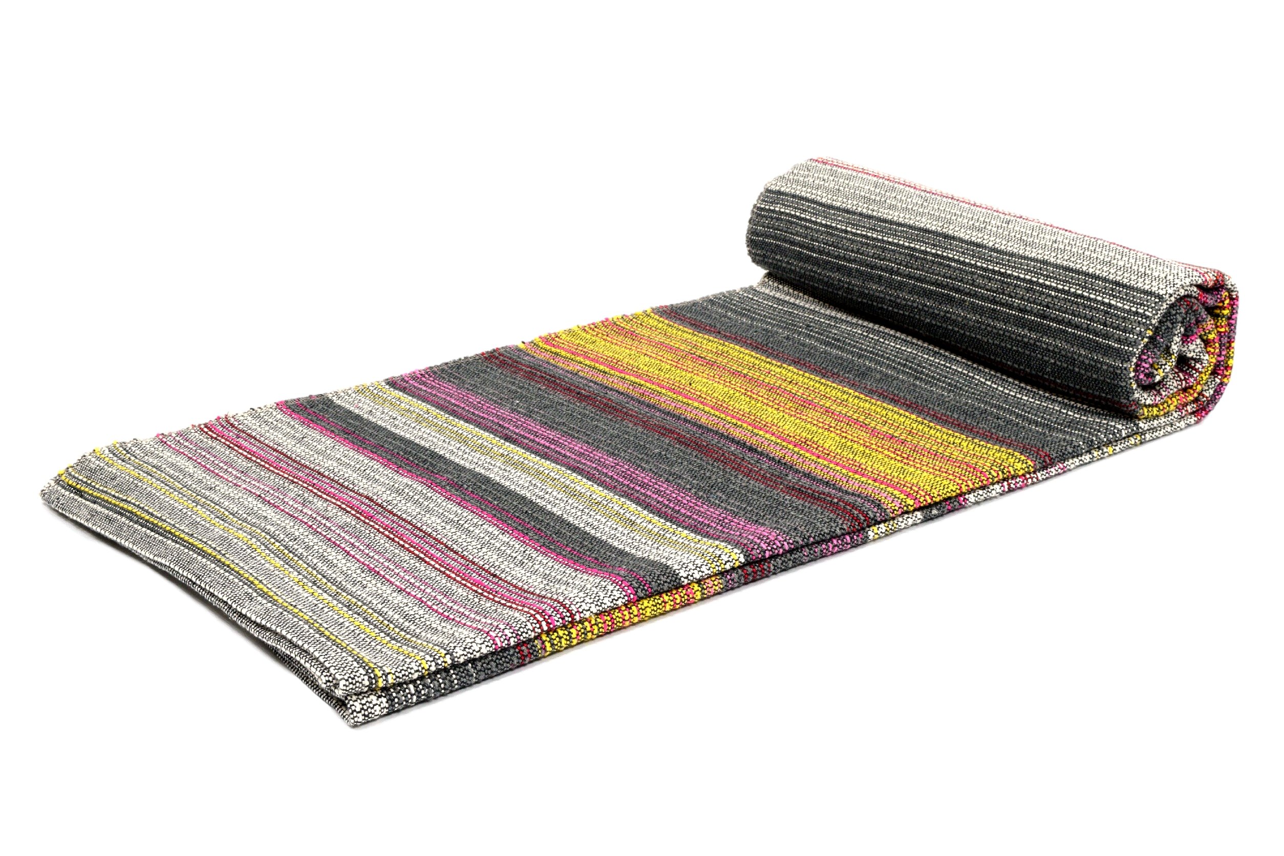 Handwoven 100% Cotton Outdoor Yoga Blanket - Eco-Friendly Beach Picnic Blanket & Decorative Throw for Patio, Couch, Chairs | Perfect for Yoga, Beach Days, Picnics & Home Decor