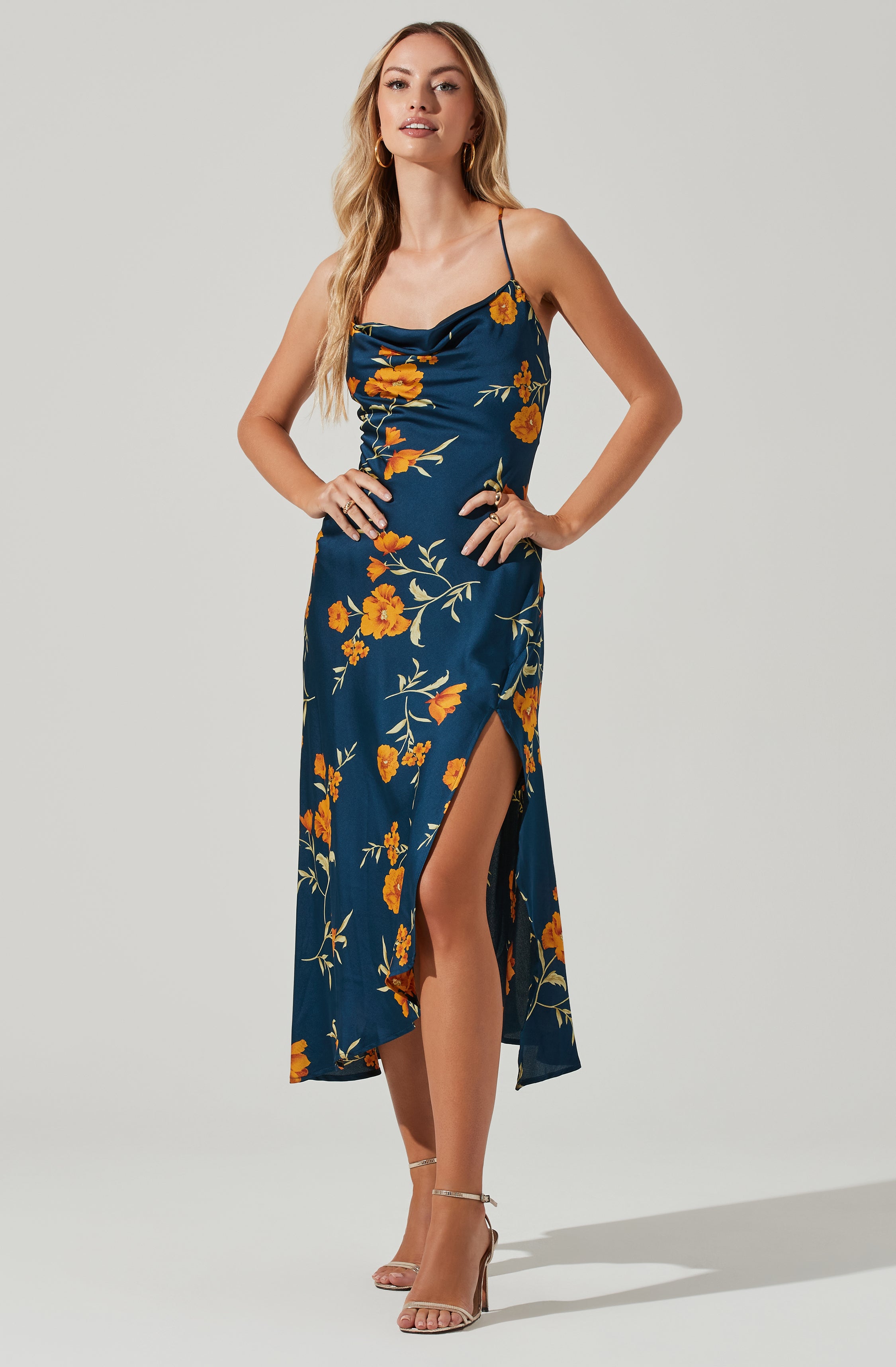 Gaia Floral Midi Dress - Women's Summer Boho Floral Print Dress with Short Sleeves - Perfect for Beach Vacations, Garden Parties & Date Nights