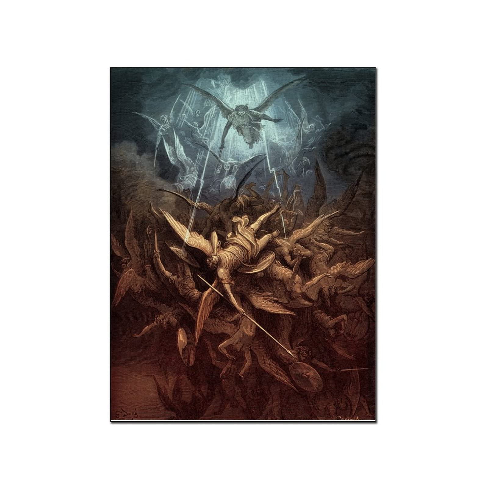 Vintage Abstract Wall Art - Paradise Lost The Fall of The Rebel Angels Poster Print (8x10 Inches) for Home Decor, Bedroom, Living Room & Office | Canvas Wall Decor & Unique Gift Idea