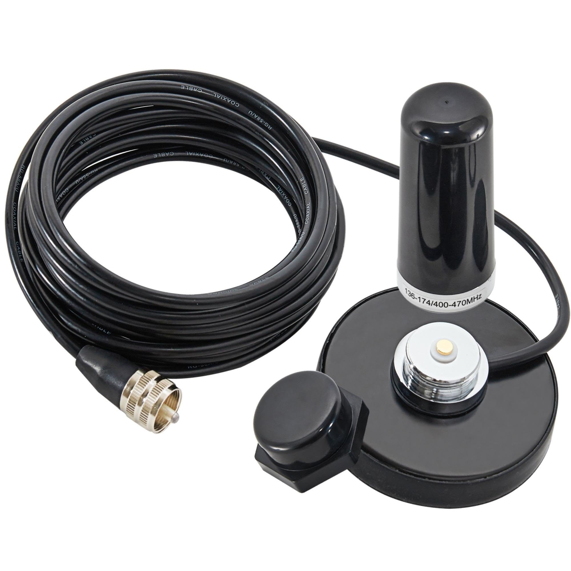 Anina 3.5 Inch NMO Dual Band VHF UHF Antenna with Magnetic Base - PL-259 RG58 Coaxial Cable for CB Ham Radio, Marine & Two-Way Communication | Perfect for Truck, Boat & Emergency Scenarios