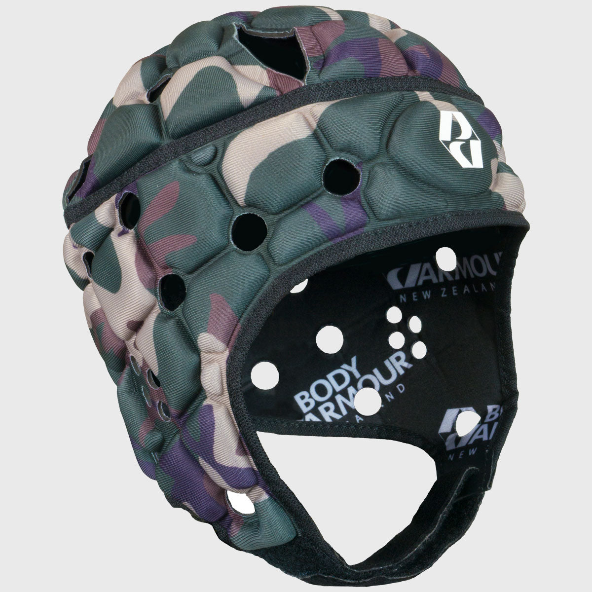 Kids Rugby Headguard - Body Armour Ventilator Helmet with Green Camo Design for Youth Sports Protection - Perfect for Rugby, Football, and Contact Sports Training