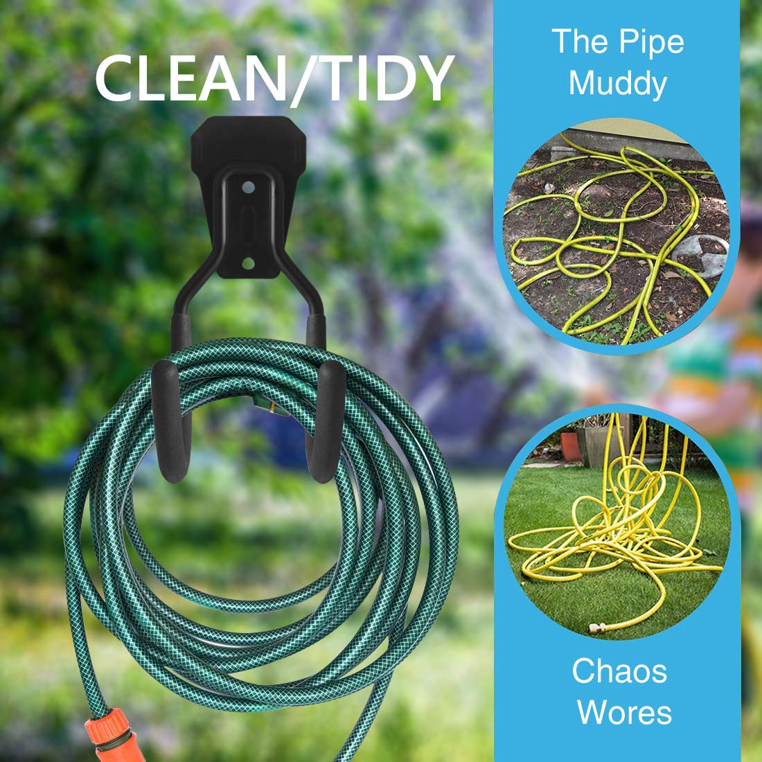 Heavy Duty Garden Hose Holder - Wall Mount for Storage, Ropes & Tools (2 PCS) - Outdoor Use