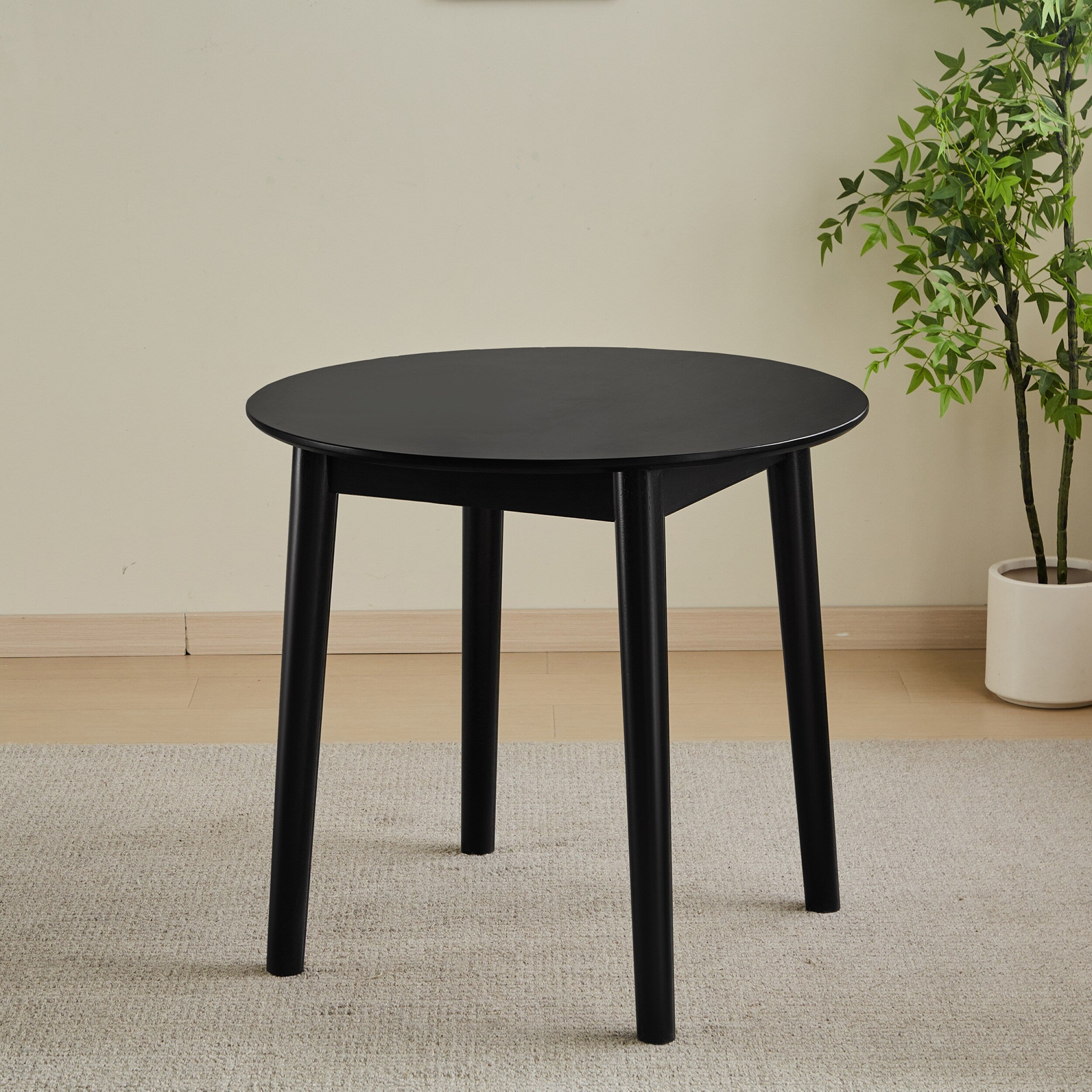 42.01 Inch Round Kitchen Dining Table for 4 - MDF Top with Wood Veneer & Rubberwood Legs - Perfect for Small Spaces, Breakfast Nook, and Cozy Family Meals