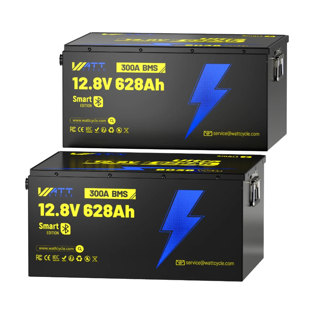 12V 628Ah Ultra Lightweight Lithium Battery with Bluetooth - Perfect for RVs, Boats, Solar Power Systems & Off-Grid Applications