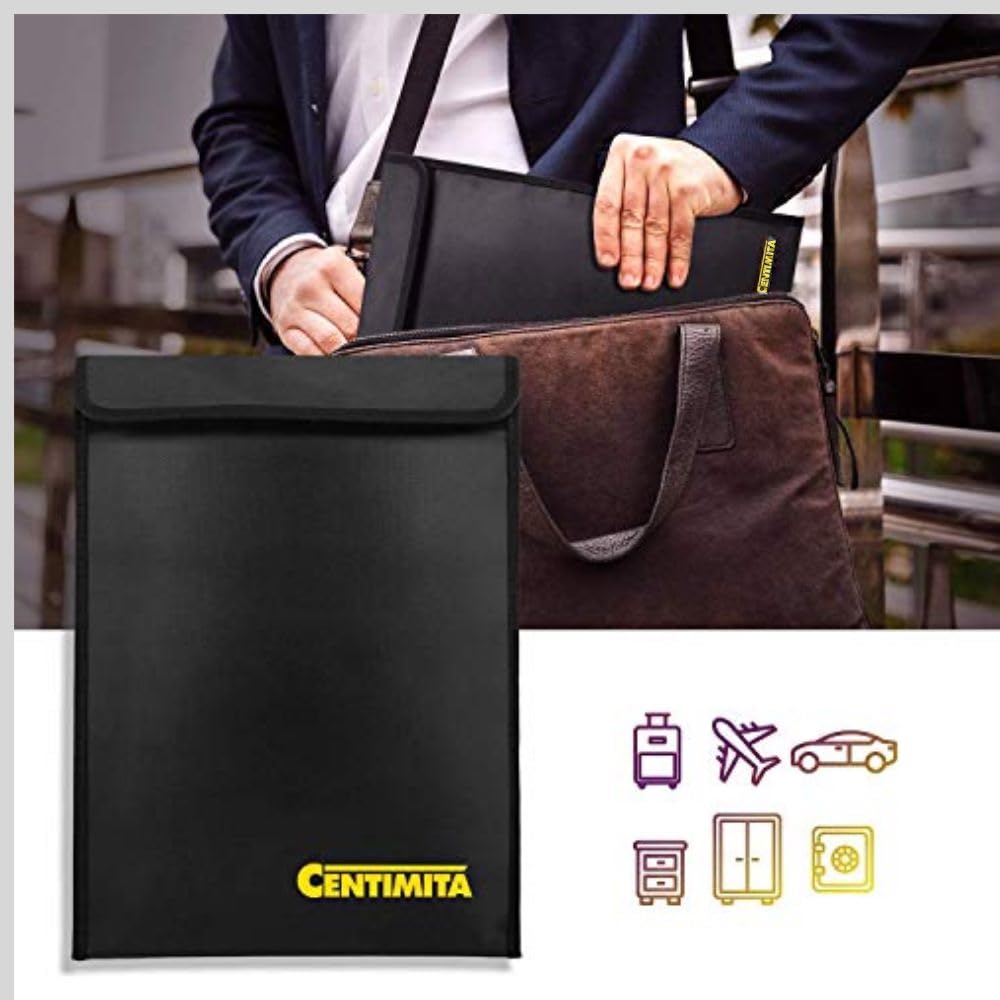 Fireproof Document Bag Waterproof Safe Folder - 2000℉ Fireproof Money Bag with Zipper & 3 Document Protectors, 15”x11” Fireproof/Waterproof Safe Pouch for Important Documents, Cash, Passports & Certificates - Ideal for Home, Office, Travel & Emergency Preparedness