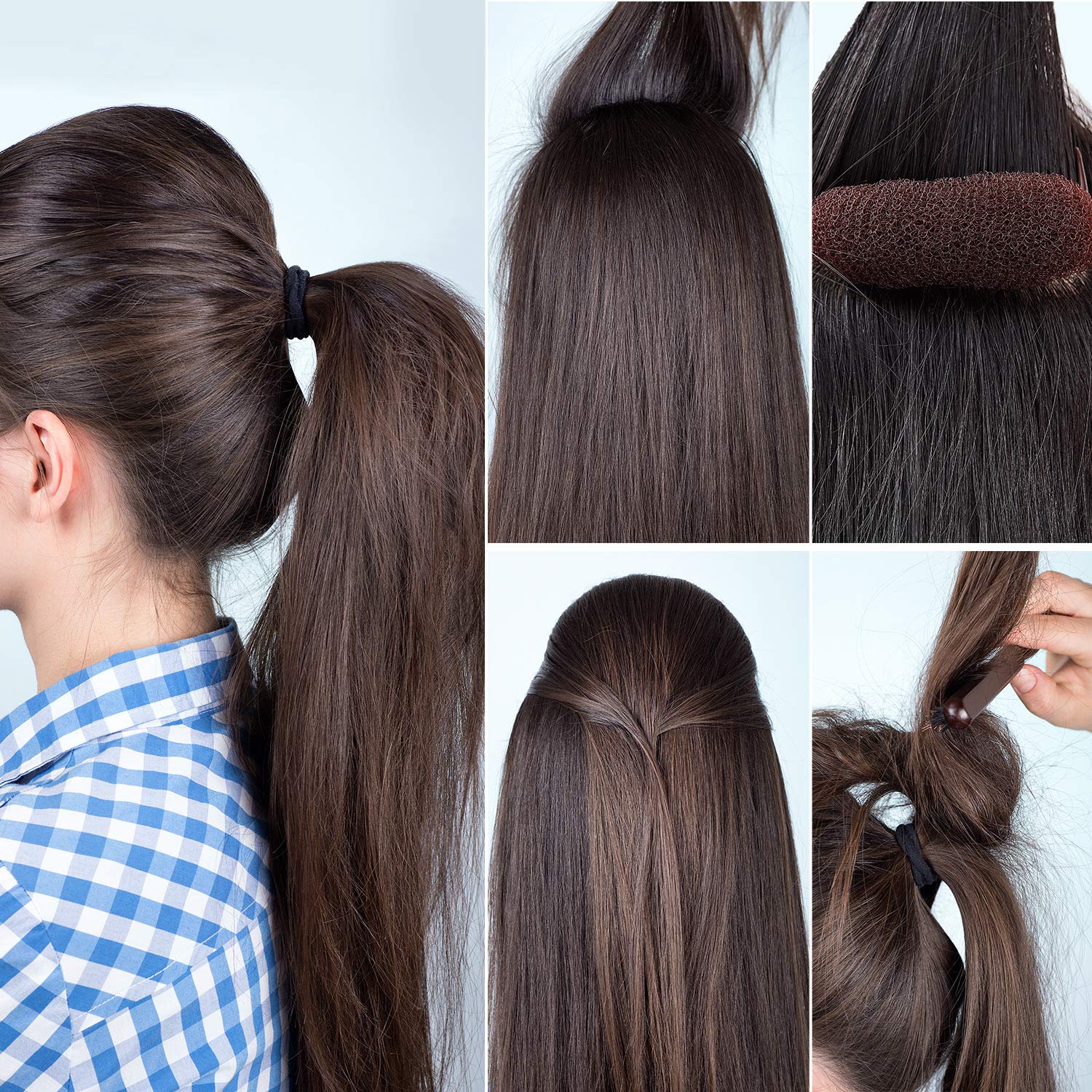 Bump It Up Volume Hair Base Set - Sponge Styling Insert, Braid Tool, Comb Clip, Bun Pad Accessories for Women & Girls DIY Hairstyles (14 Pieces) - Perfect for Parties, Weddings, and Everyday Volume Boost