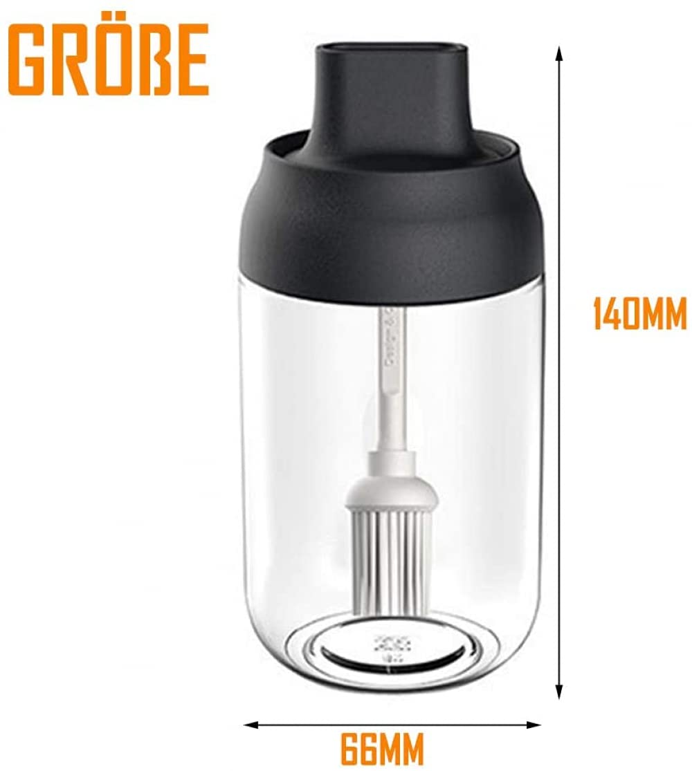 Oil Sealed Glass Seasoning Bottle with Brush - Perfect for Grilling, Salad Making, Cooking, Baking & Roasting - Ideal for Kitchen, BBQ & Outdoor Cooking (1pc)
