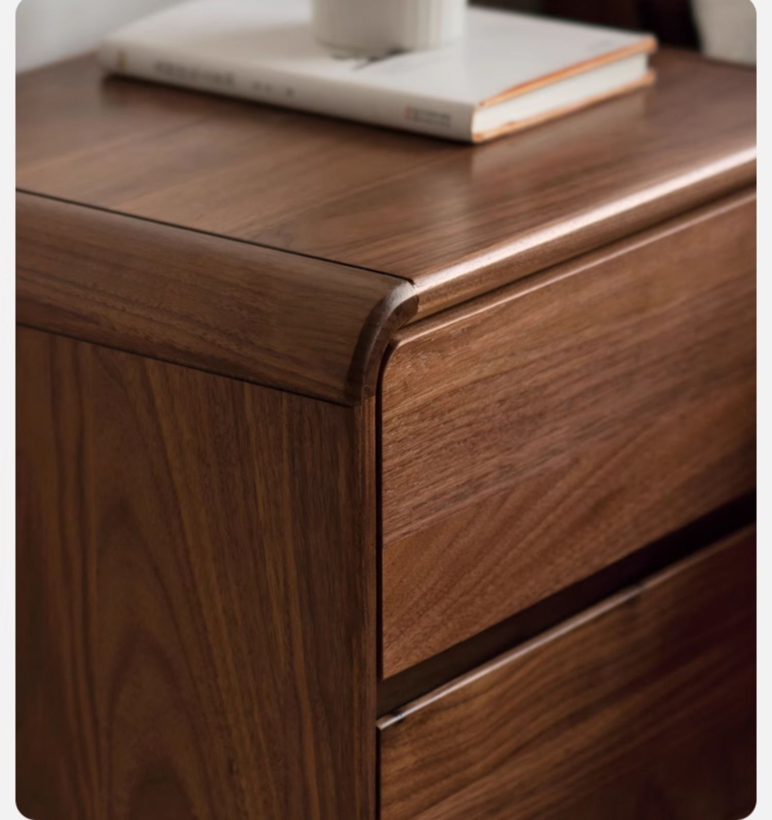 Black Walnut Solid Wood Minimalist Nightstand - Modern Bedside Table with Drawer for Bedroom, Living Room & Office - Durable & Stylish Storage Solution