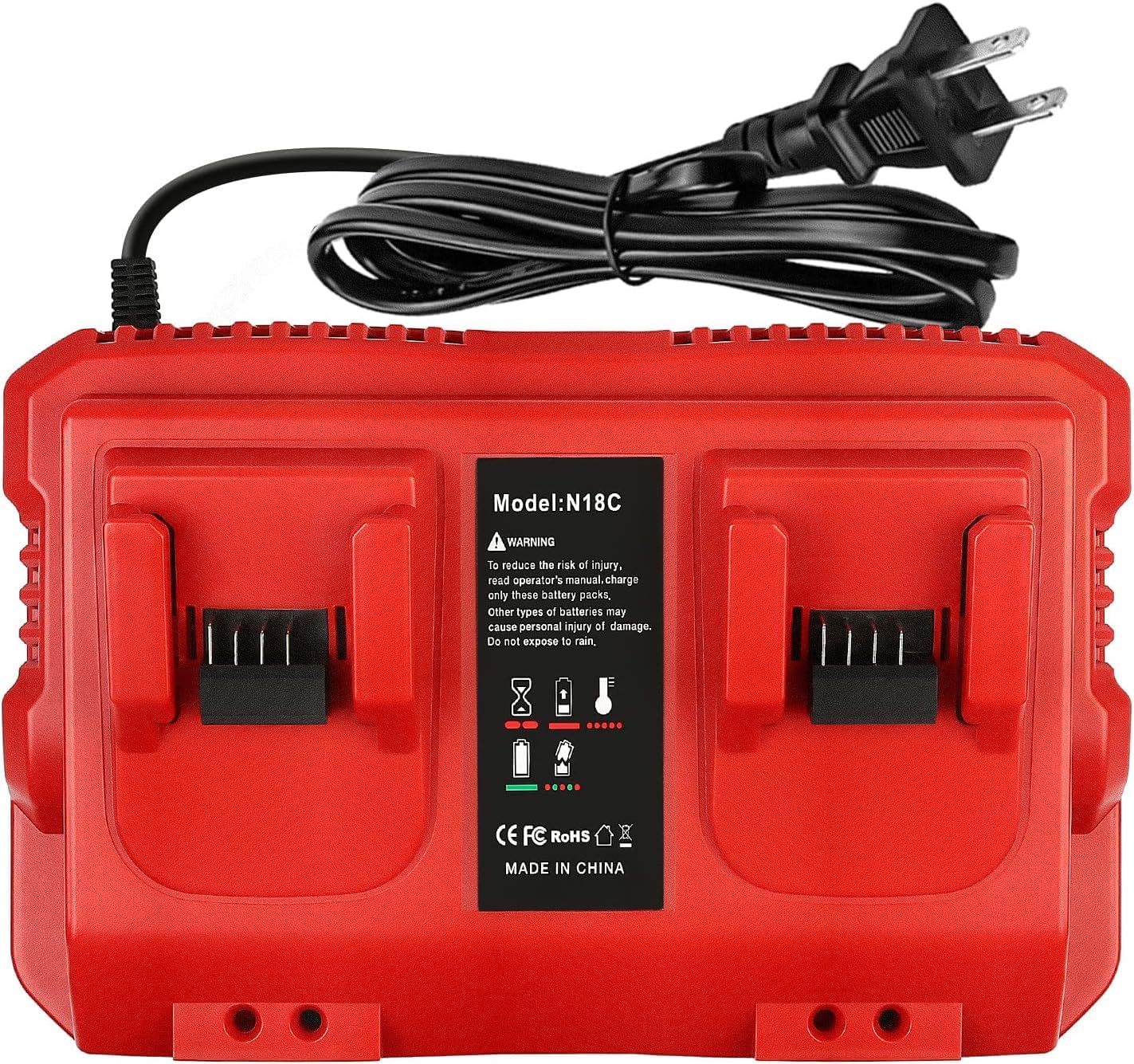 Milwaukee M18 Rapid Battery Charger Station - Dual Bay Simultaneous Charging for 18V Lithium Batteries | Fast Charging Solution for Power Tools & DIY Projects