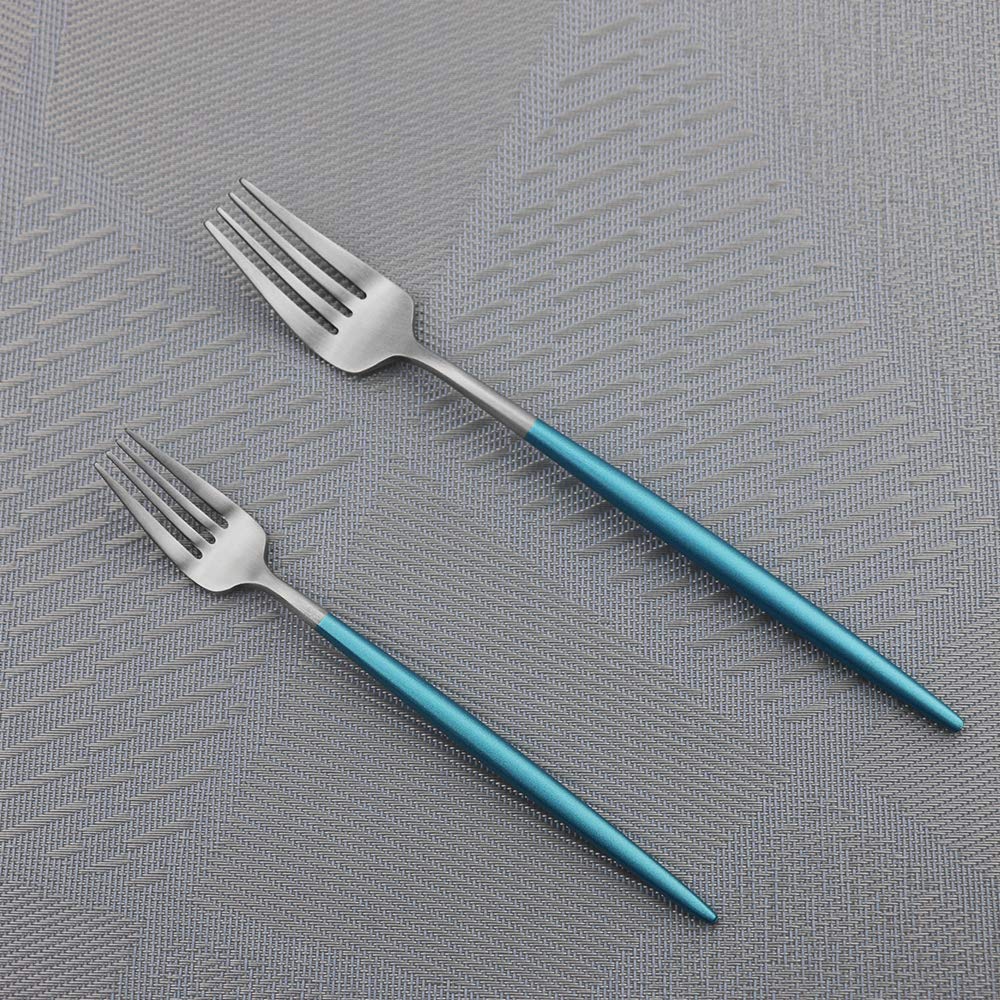 Premium 5-Piece Luxury Flatware Set - 18/10 Stainless Steel Silverware for Home, Kitchen, Hotel & Restaurant - Matte Finish with Blue Handle - Elegant Tableware Cutlery Set for 1 - Perfect for Dinner Parties, Wedding Gifts & Fine Dining Experiences