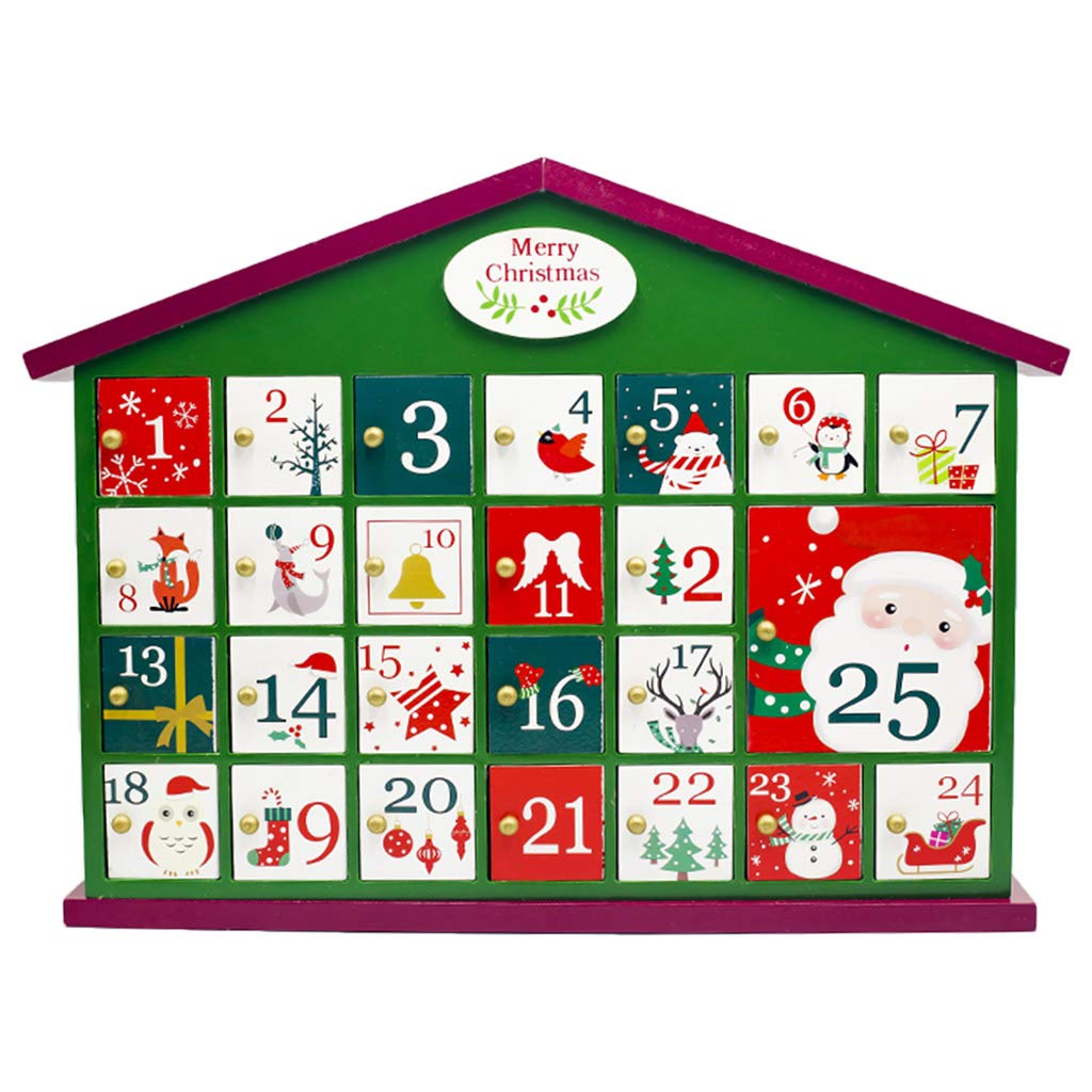XISAOK 24 Drawers Wooden Christmas Advent Calendar Countdown Box - Holiday Candy Gift Storage & Home Decor for Kids, Adults - Perfect for Christmas Countdown, Party Favors, and Festive Home Decoration