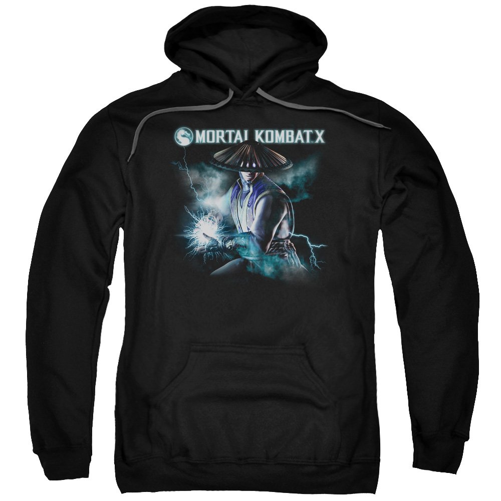 Mortal Kombat Raiden Graphic Pullover Hoodie for Men - Black Medium | Gaming Sweatshirt for Casual Wear & Cosplay