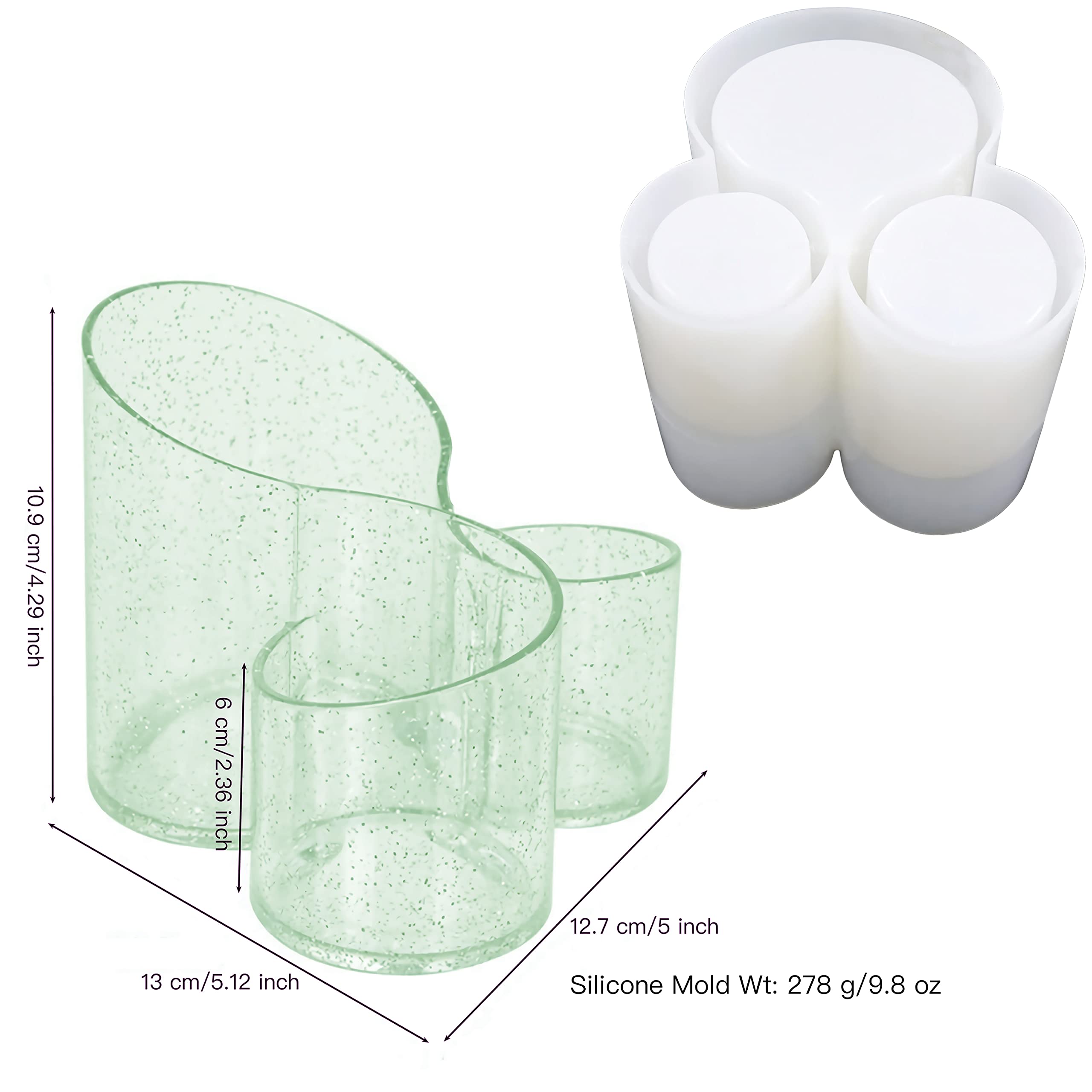 Silicone Resin Storage Box - 3 Slot Pen Holder, Makeup Brush Organizer & Jewelry Storage | DIY Clay Casting Mold | Perfect for Home, Office & Craft Room Organization