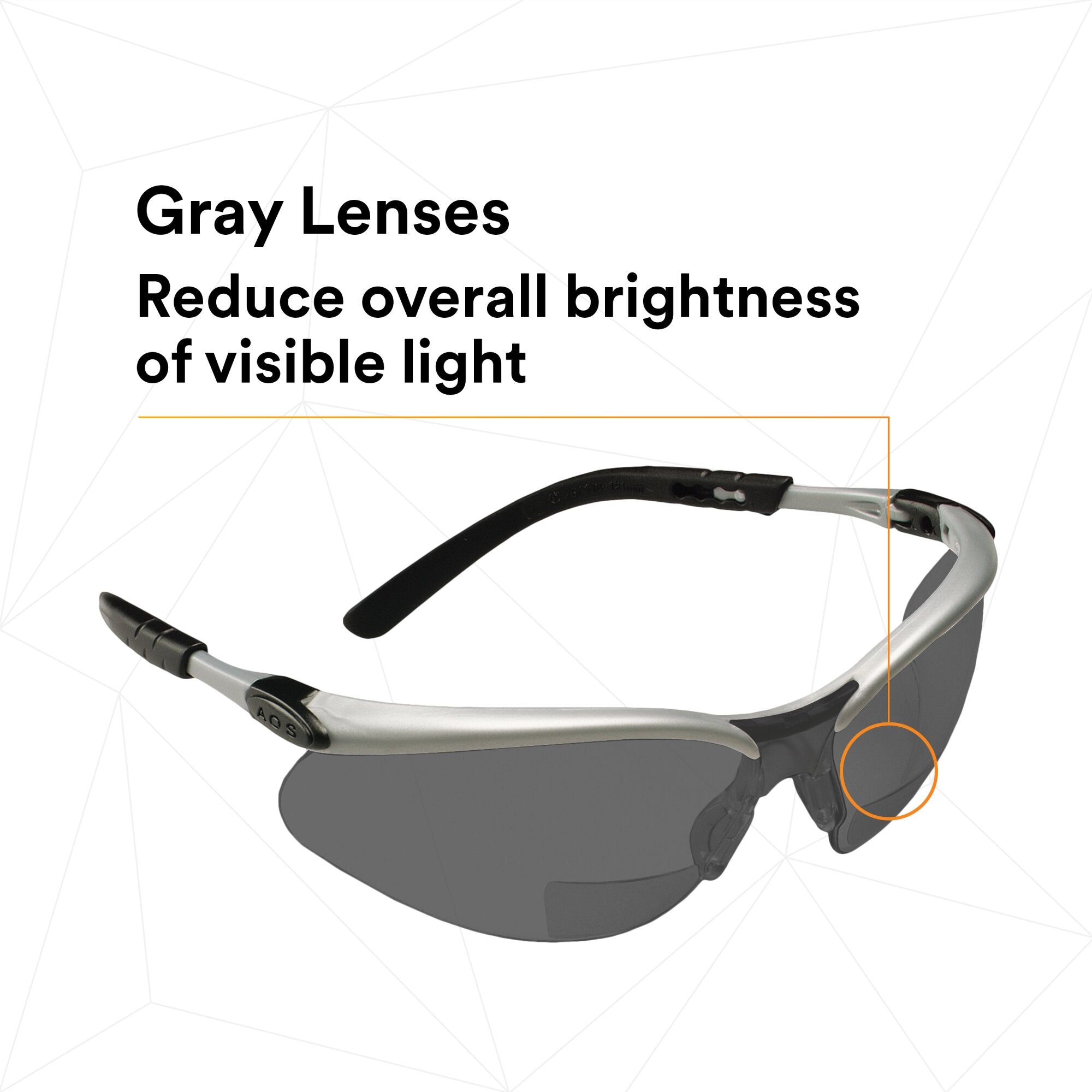 3M BX Reader Protective Eyewear 11379-00000-20 - Grey Lens & Silver Frame Safety Glasses for Reading, Computer Work & DIY Projects