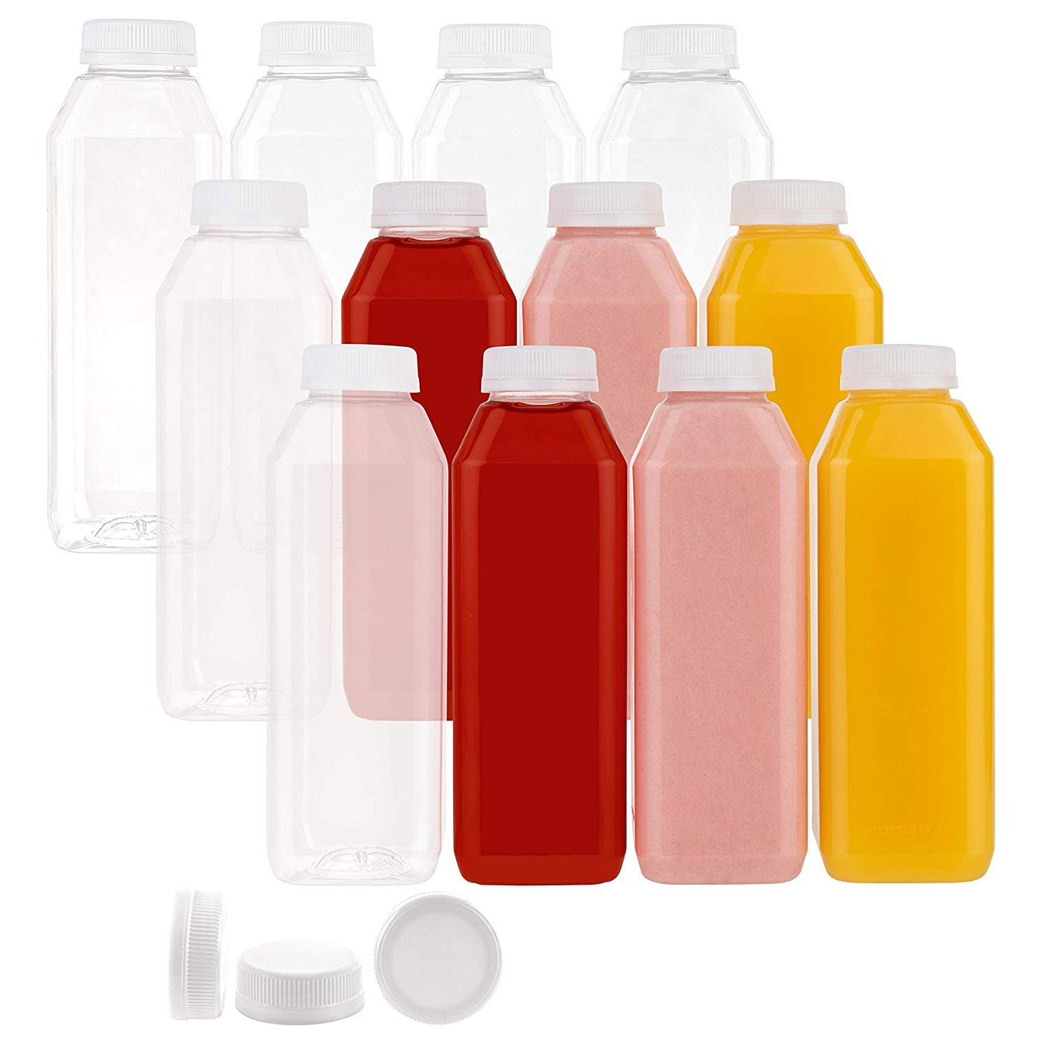 16oz Disposable Plastic Juice Bottles with Lids - 160 Pack | BPA Free, Reusable & Tamper-Proof | Perfect for Juicing, Smoothies, Milk, Catering & Takeout | Ideal for Juice Bars, Coffee Shops & Food Trucks