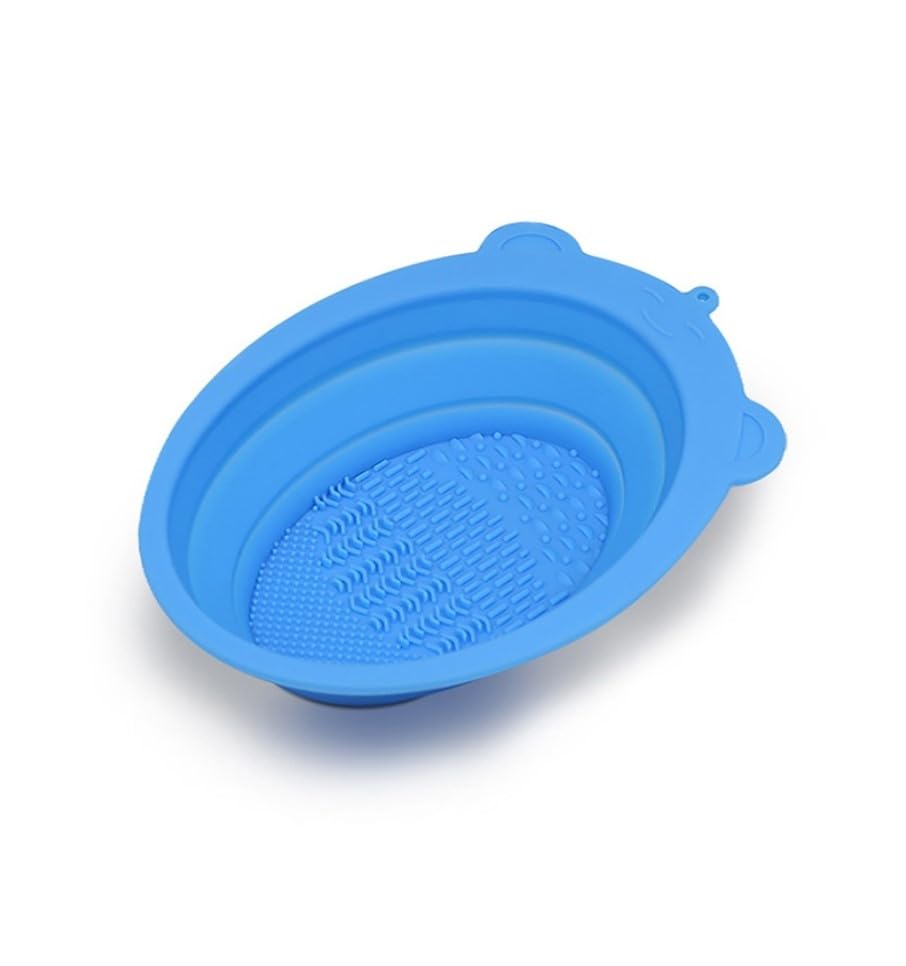 Giffy® Flexible Silicone Makeup Brush Cleaning Bowl - Quick Drying Foldable Eyeshadow & Powder Puff Scrub Brush Cleaner Tray - Multicolor (Medium, 1 Pack) - Perfect for Travel & Professional Makeup Artists