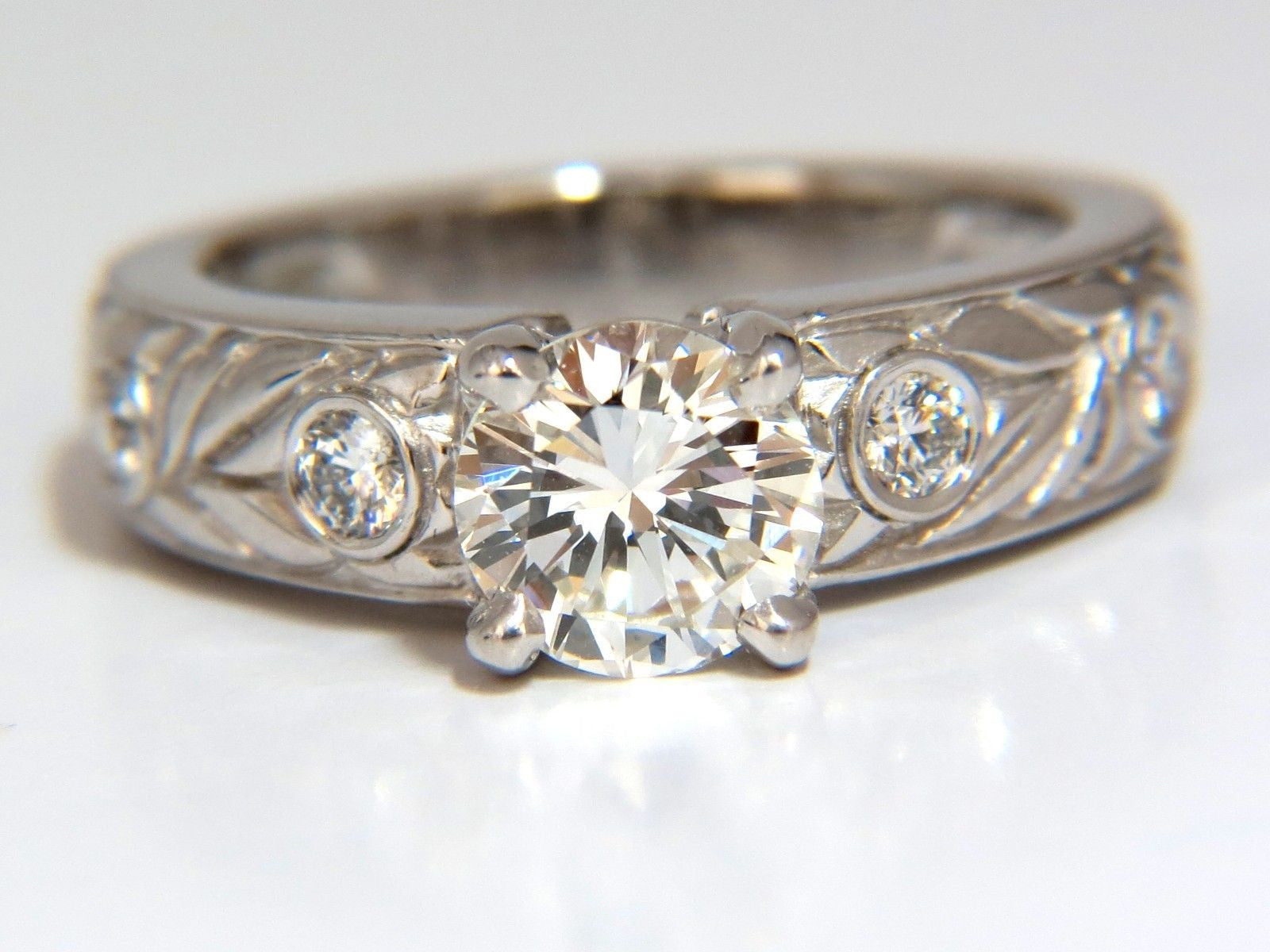 GIA Certified 1.30 Carat Round Cut Diamond Engagement Ring - G Color VVS1 Clarity Platinum Setting, Classic & Wreath Design - Perfect for Proposals, Anniversaries & Special Occasions