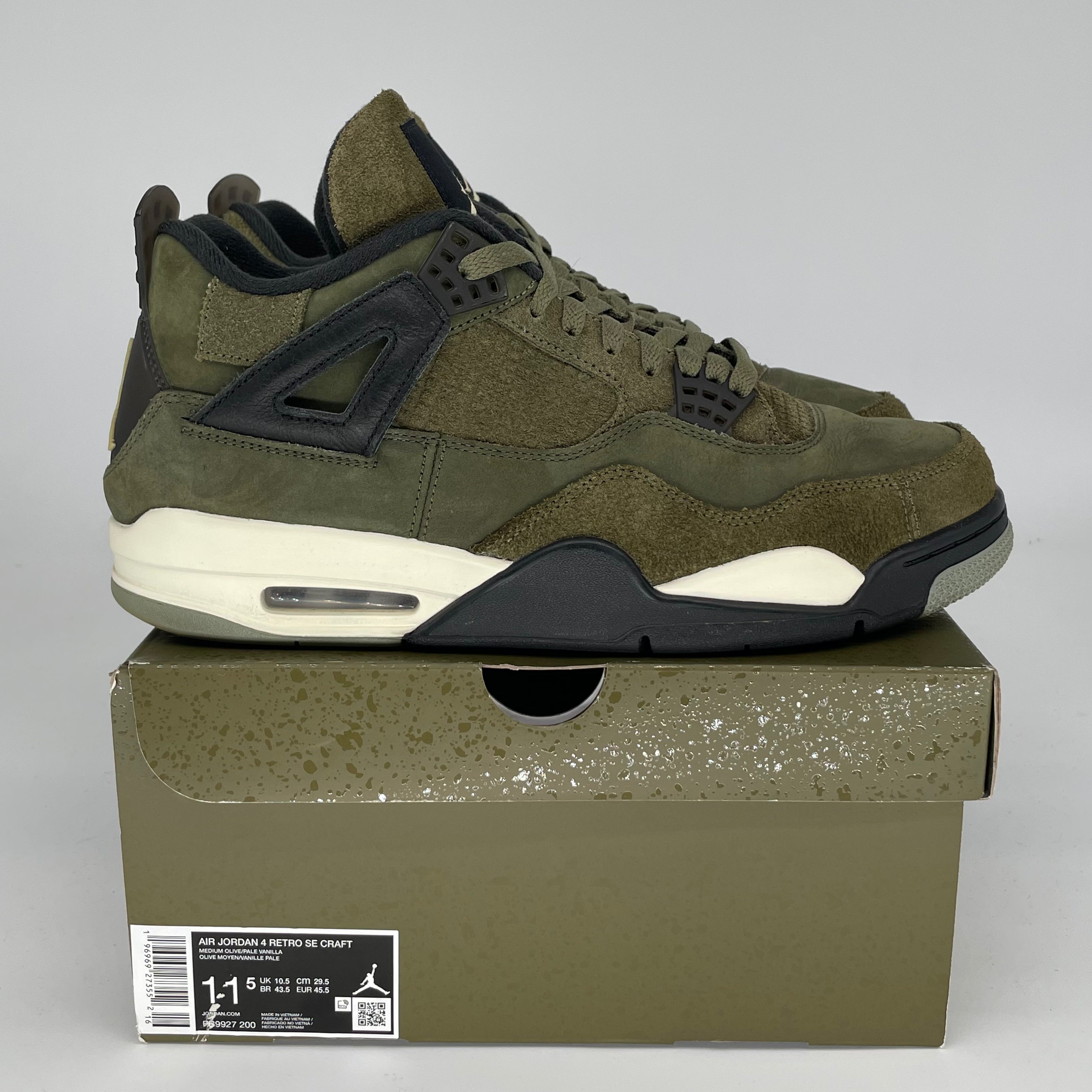 AIR JORDAN 4 CRAFT MEDIUM OLIVE Men's Basketball Shoes Size 11.5 - FB9927-200 | Retro Sneakers for Casual Wear & Street Style