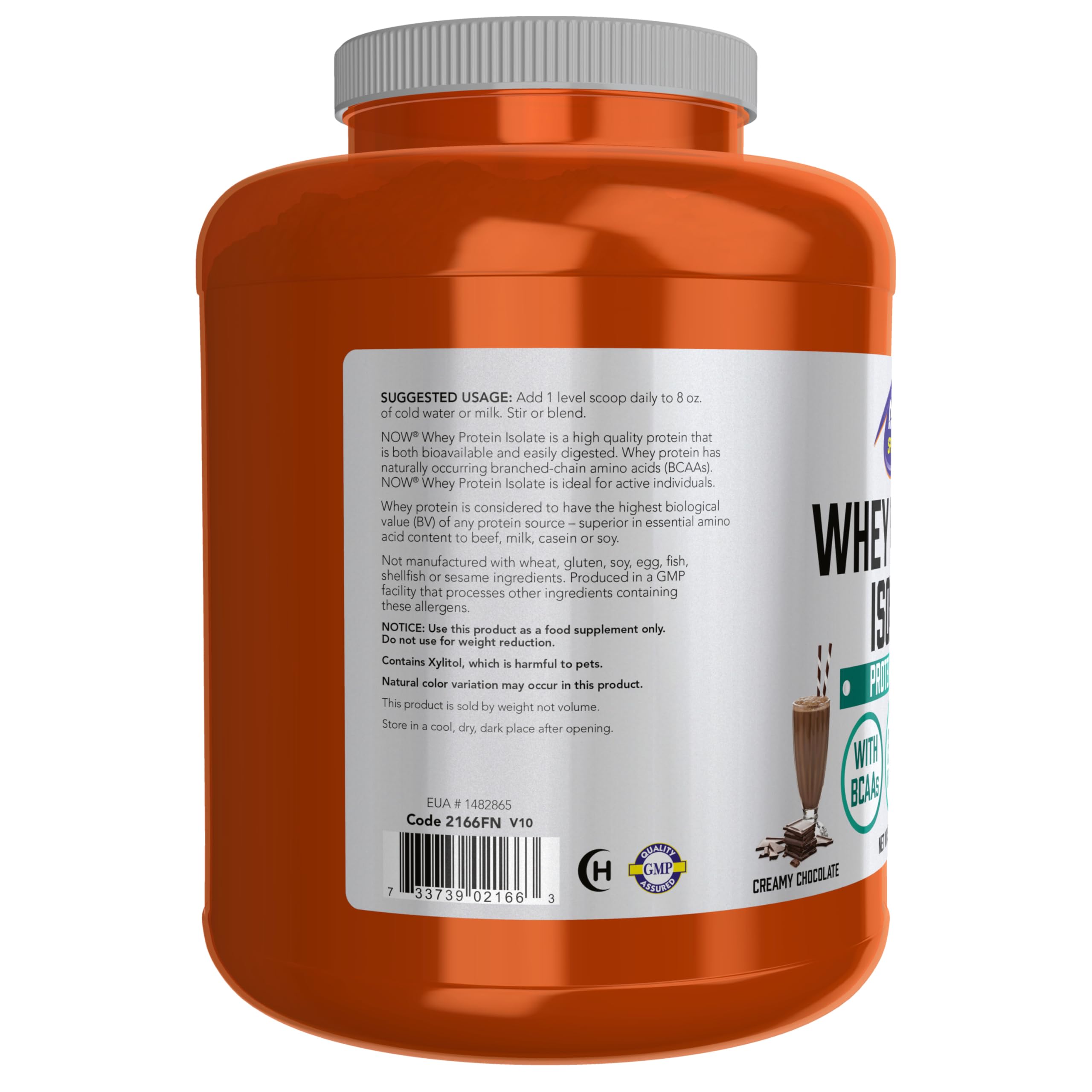 NOW Foods Whey Protein Isolate Powder - 25g Protein with BCAAs, Creamy Chocolate Flavor, 5 lb (2.27 kg) - Muscle Recovery & Post-Workout Nutrition for Athletes & Fitness Enthusiasts