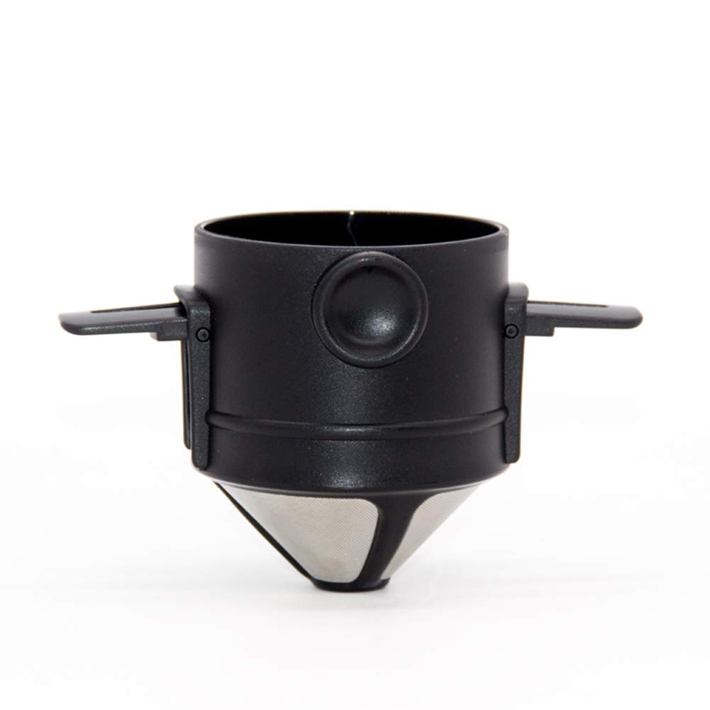 Reusable 304 Stainless Steel Coffee Filter - Portable Folding Dripper with Hanging Ears & Double-Layer Design for Camping, Travel, and Home Brewing