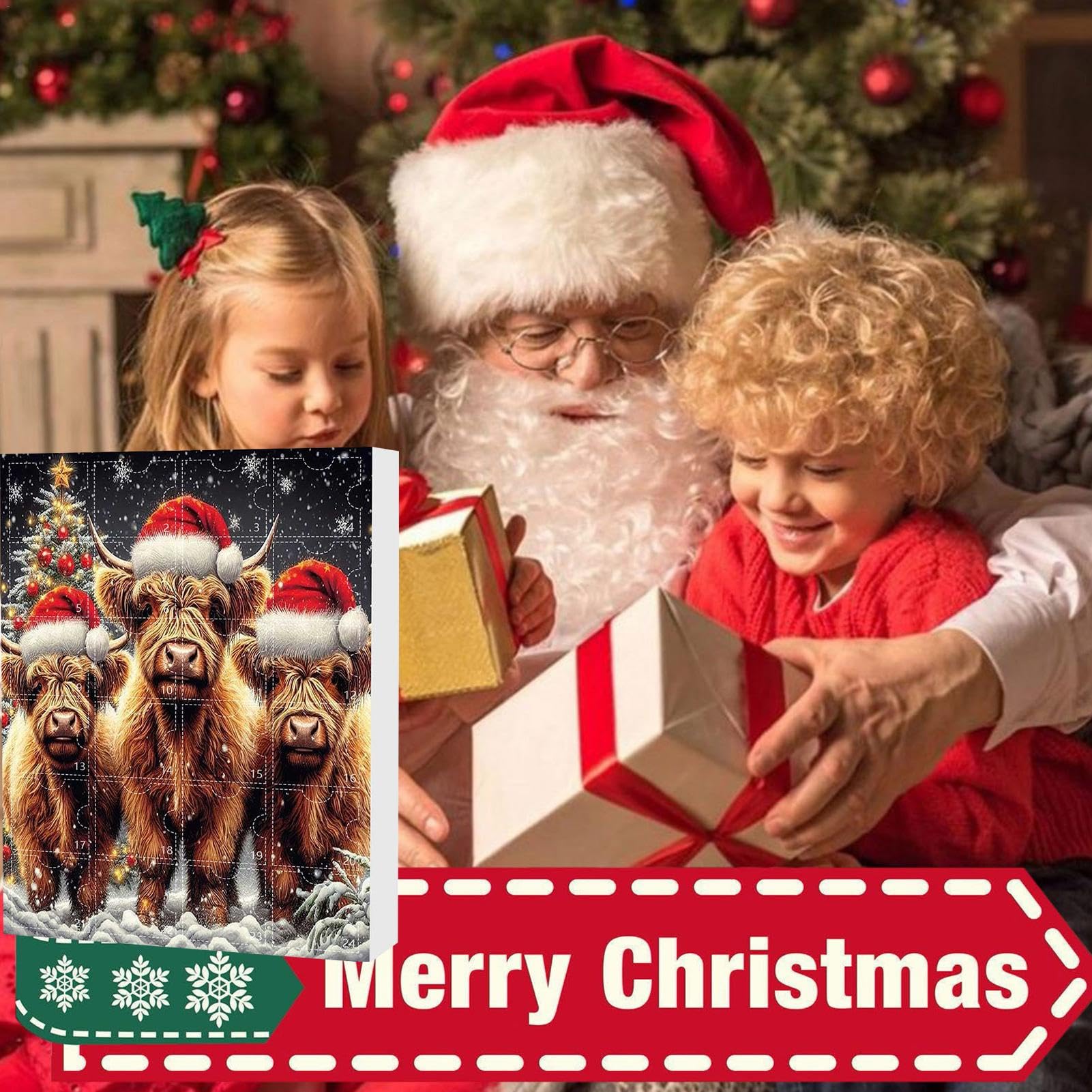 Highland Cow Christmas Countdown Calendar | Festive Highland Cow Advent Calendar | Christmas Decor with Cute Highland Cow Design - Perfect for Holiday Home Decor & Gift Giving