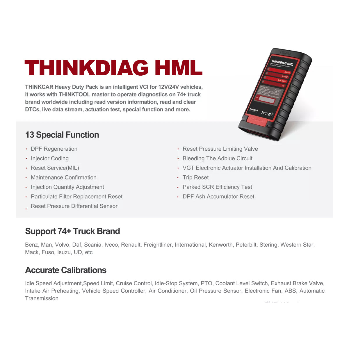 THINKDIAG HML Full System OBD2 Scanner - Heavy Duty Car & Truck Diagnostic Tool with Code Reader | Compatible with All Vehicles for Engine, ABS, Transmission & More | Perfect for Mechanics, DIY Auto Repair & Fleet Maintenance
