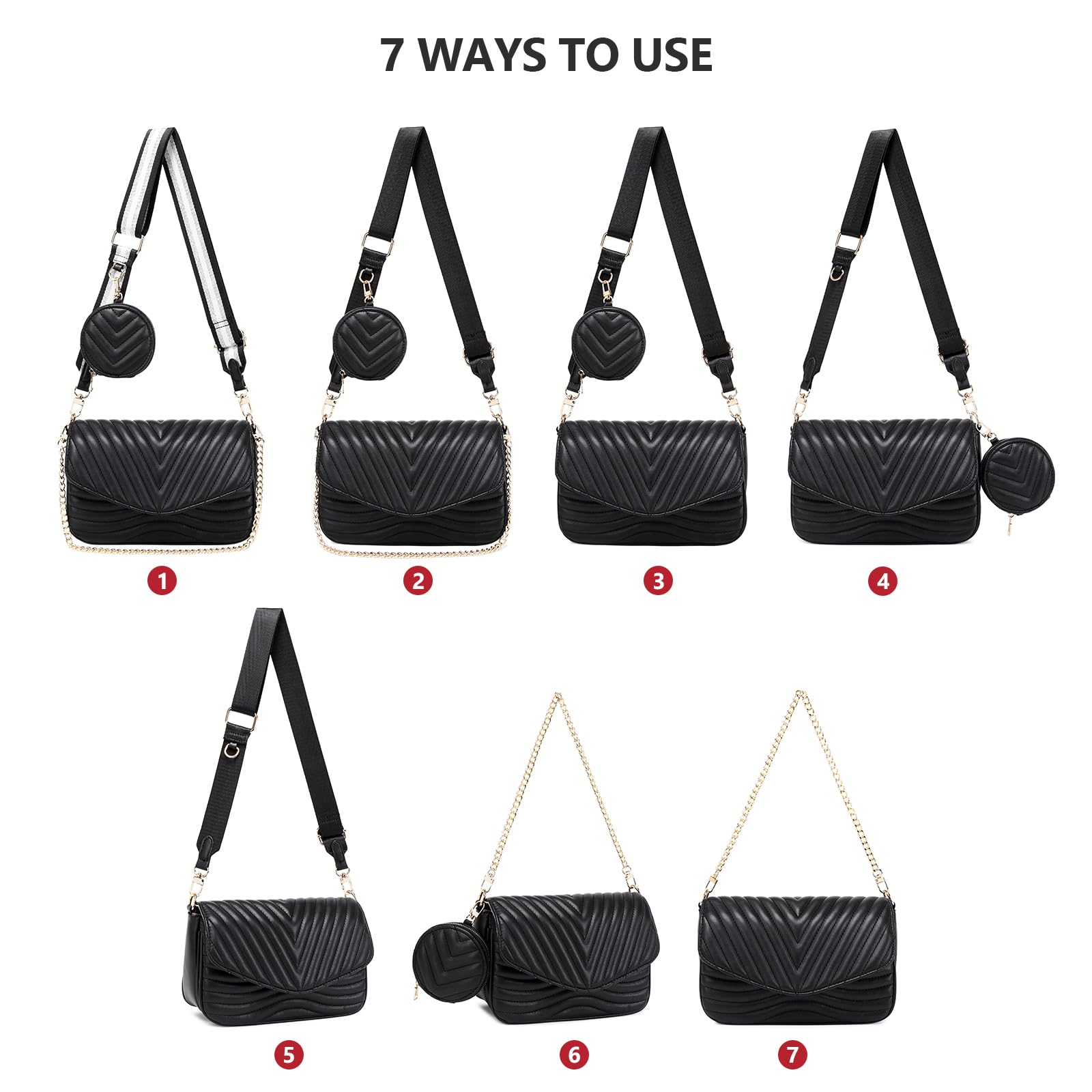 JEEHAN Quilted Crossbody Bags for Women - Stylish Designer Shoulder Handbag Small Purse with Adjustable Strap | Perfect for Shopping, Travel & Everyday Use