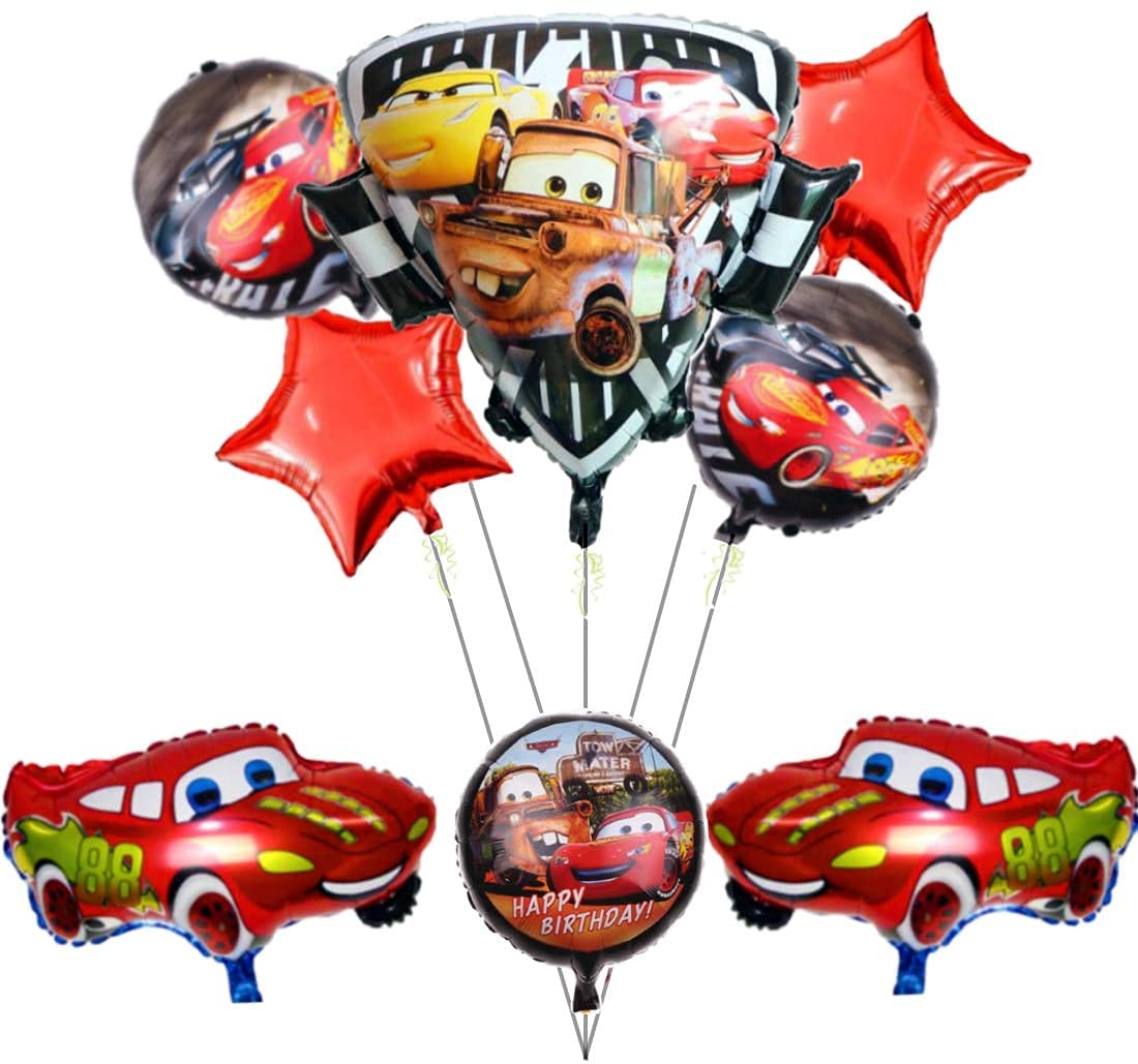 Lightning McQueen Race Cars Foil Balloons Bouquet - Disney Pixar Cars Themed Party Decorations for Kids Birthday, Baby Shower, Race Car Theme Party Decor | Perfect for Birthday Parties, Baby Showers, and Race Car Themed Events