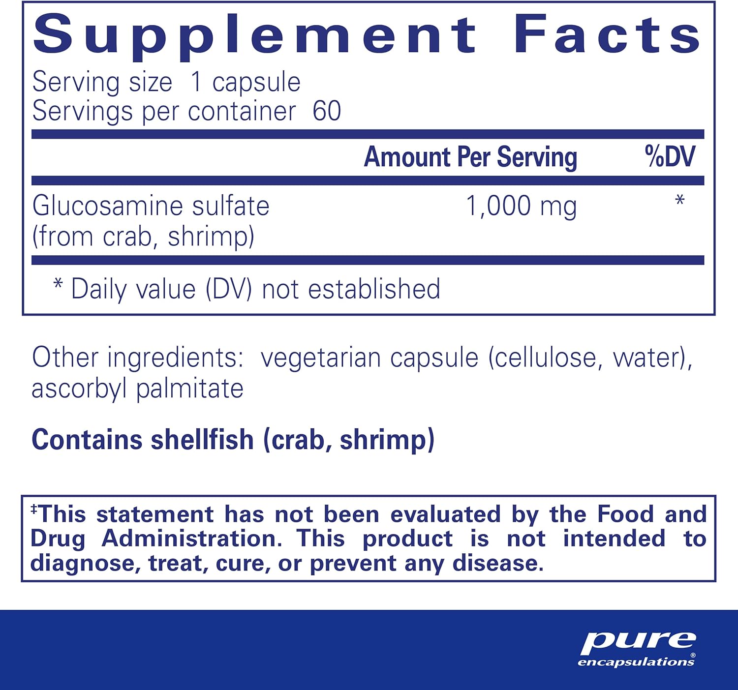 Pure Encapsulations Glucosamine Sulfate 1000mg - Premium Joint Support Supplement for Active Adults & Seniors | Supports Cartilage Health & Mobility | Ideal for Athletes, Fitness Enthusiasts & Aging Adults